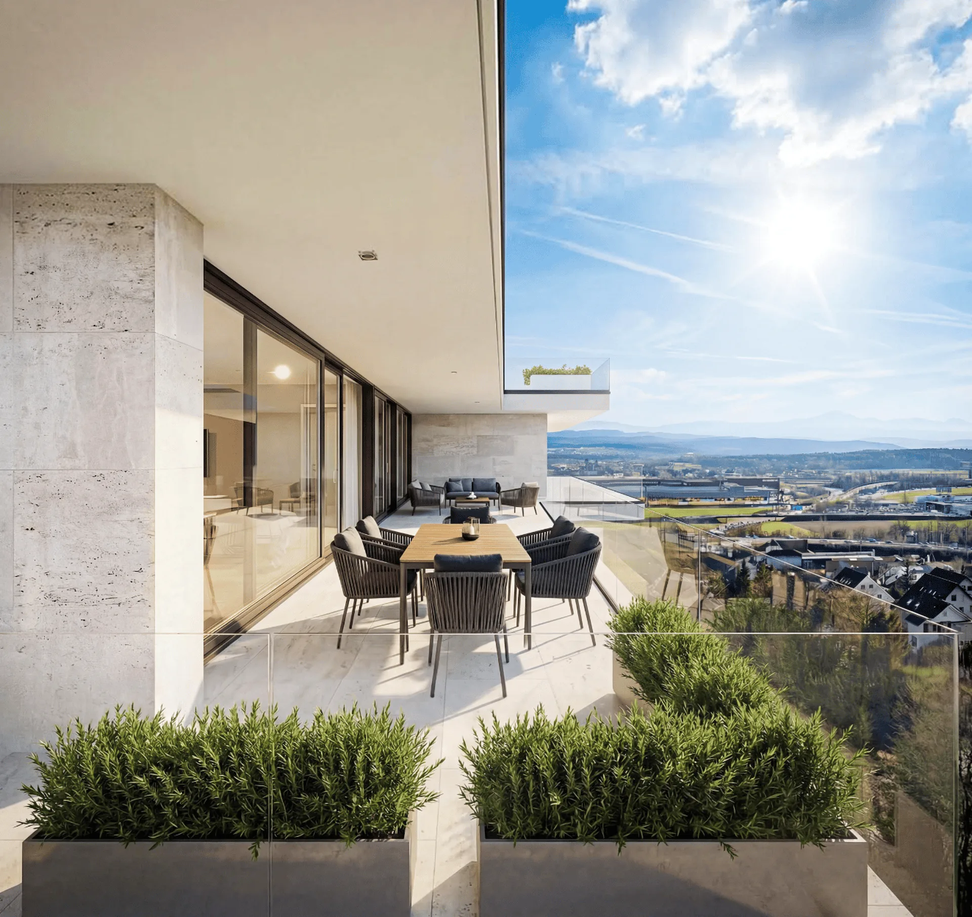 Appartement terrasse moderne 3.5 pièces avec vue panoramique privée – Belvedere Egerkingen