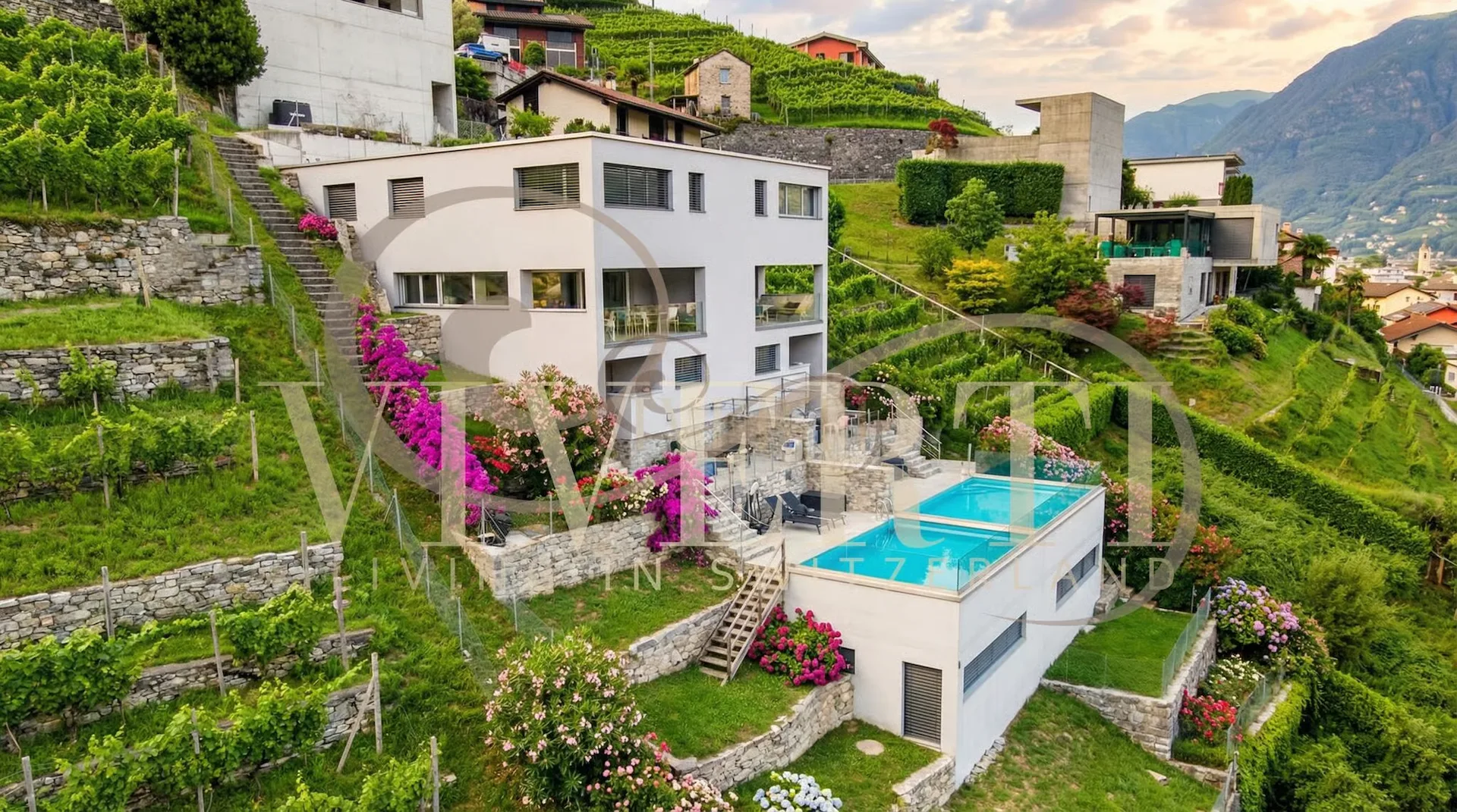 Villa mit Pool und spektakulärer Aussicht in Sementina