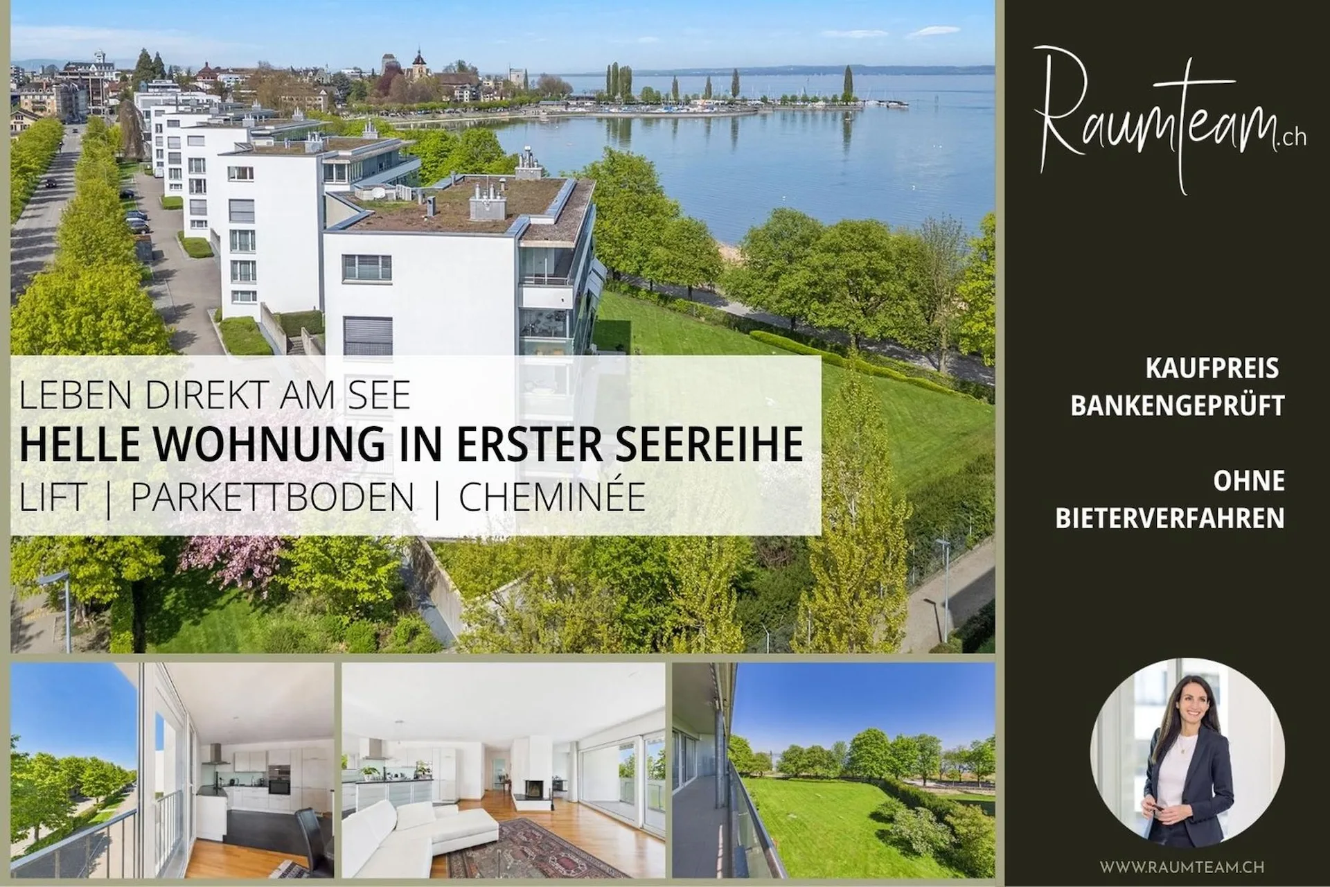 Leben direkt am See: Gepflegte Wohnung mit Lift und Cheminée