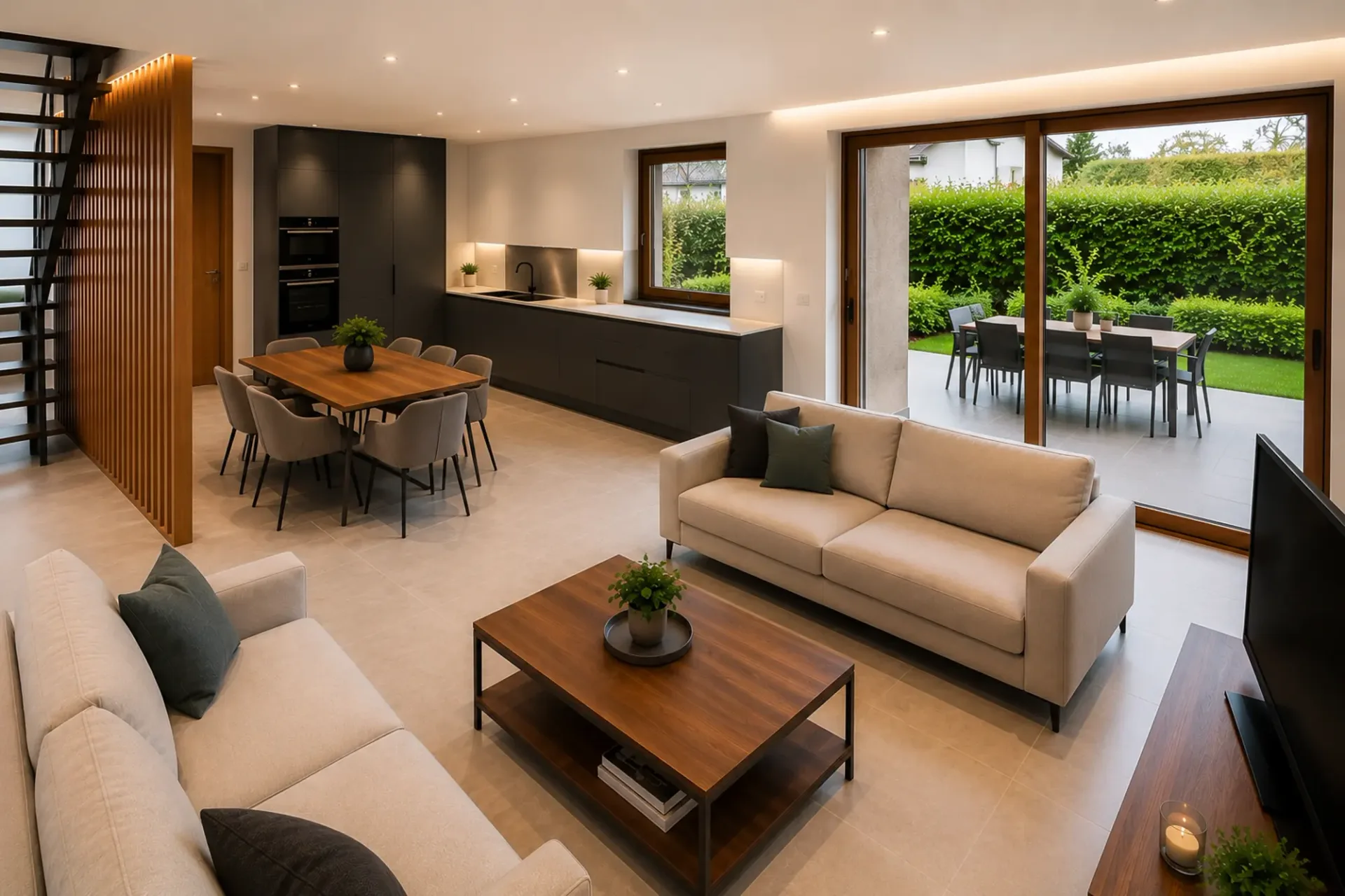 Einzelvilla mit großem Wohnzimmer von 41 m² und privater Terrasse