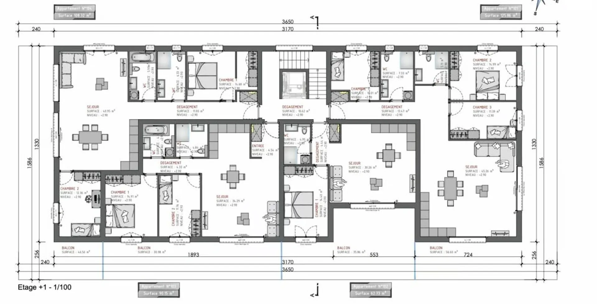 Lot 104 - 3,5 Zimmer neu in Gebäude Gourmette mit 6 Wohnungen