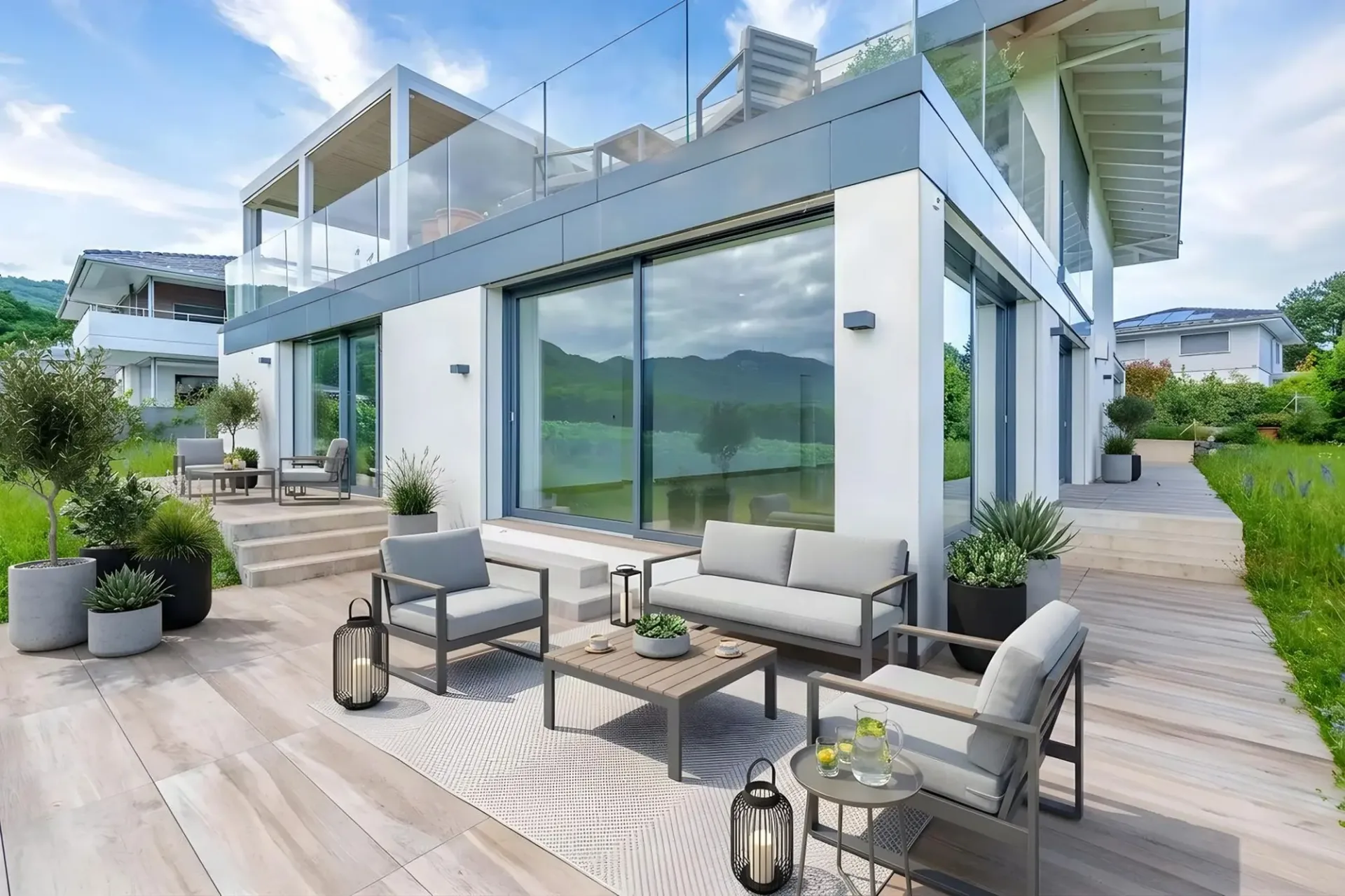 Genolier — Elegantes Apartment mit Seeblick und Alpenblick