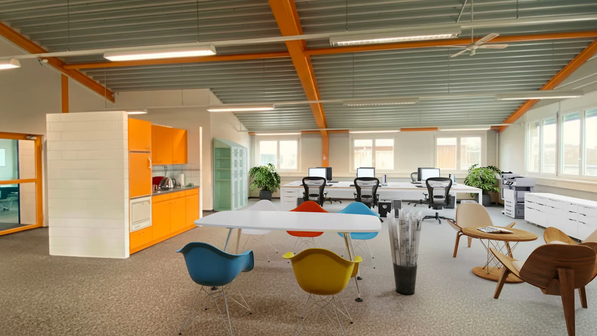 Bureau dans un style loft et vue magnifique sur les montagnes