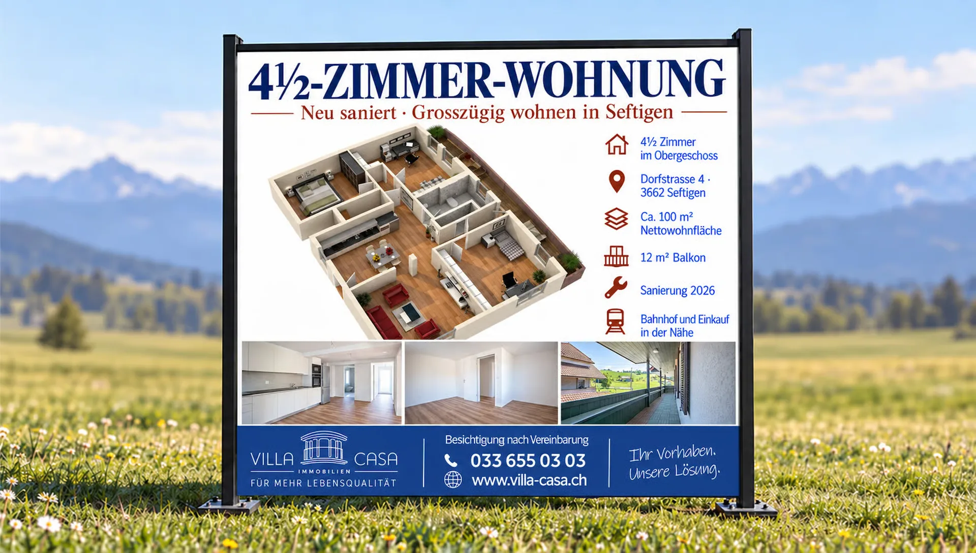 Komplett sanierte 4.5 - Zimmerwohnung in Seftigen