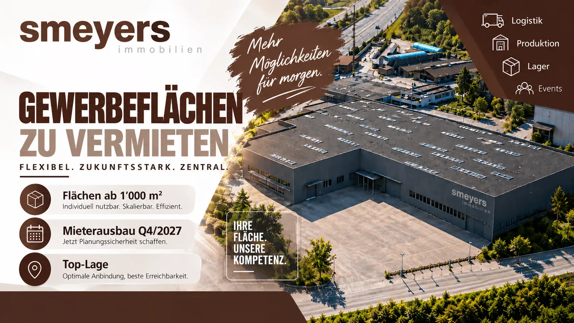 Hünenberg Gewerbe-Hub | Gewerbeflächen ab 1?000 m² für Produktion, Gewerbe, Freizeit und Showroom