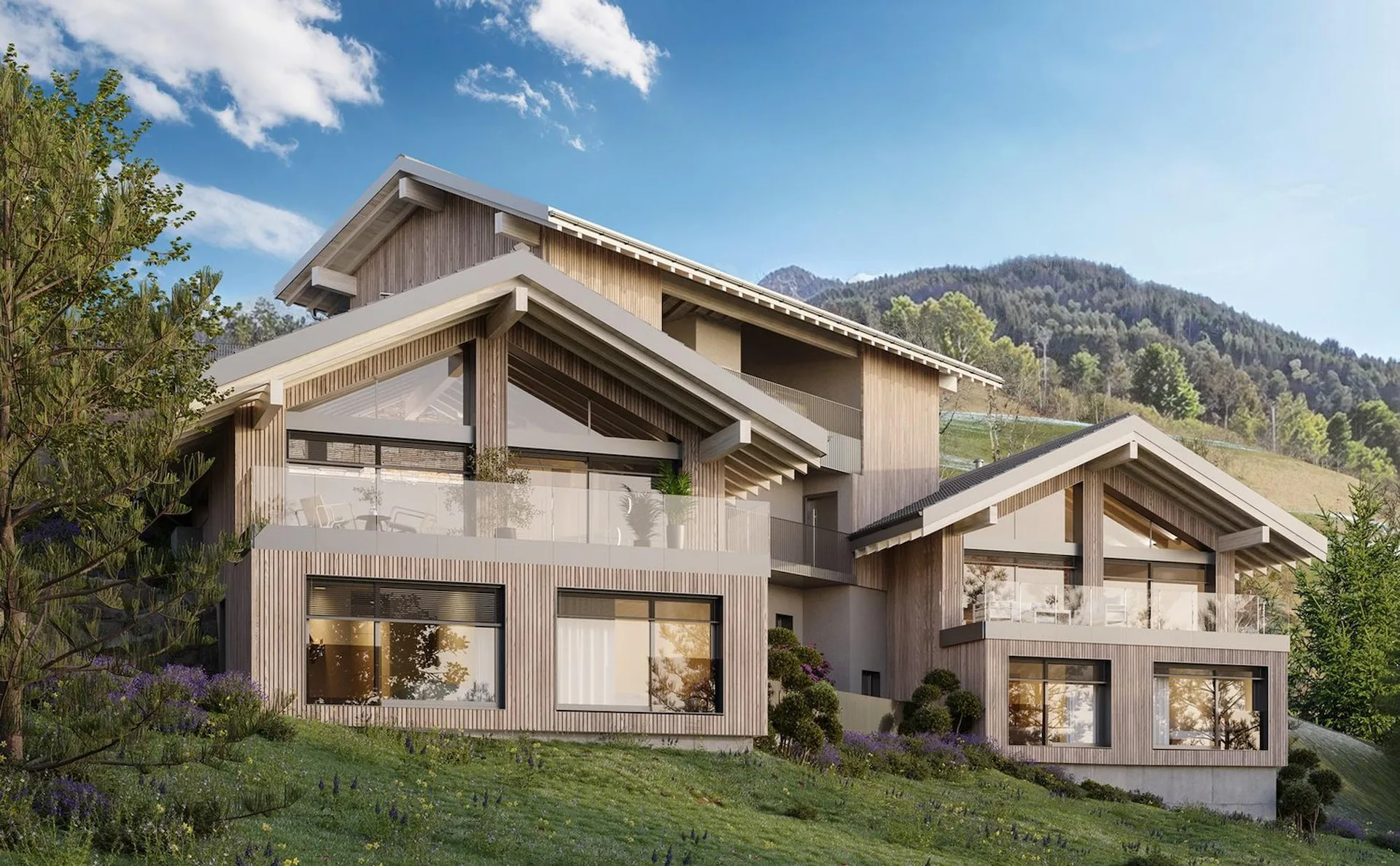 Architekten-Chalets mit 4,5 Zimmern in Châtel-sur-Montsalvens
