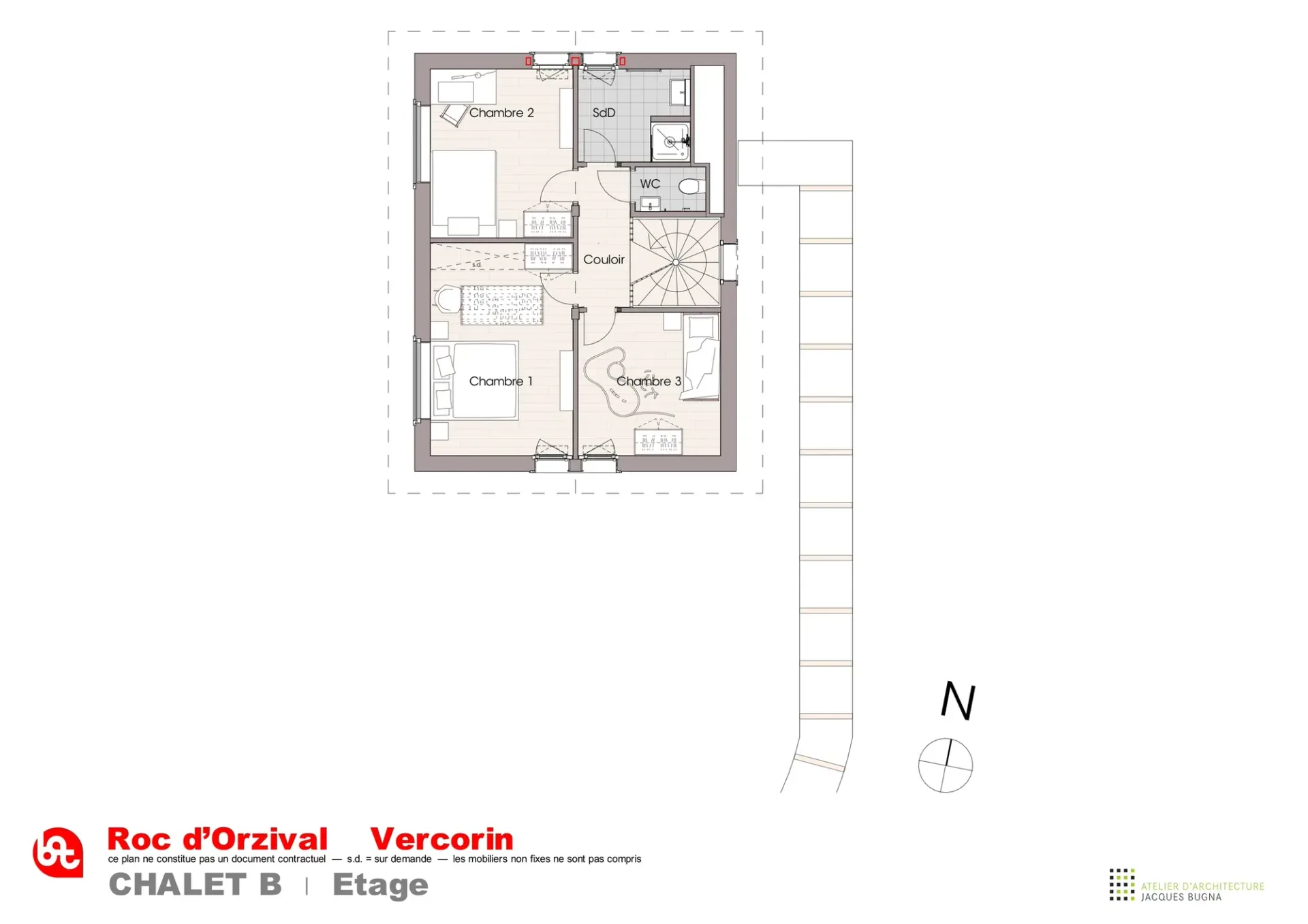 Vercorin - "Roc d'Orzival B" | Zwei Chalets in Wohnsitz mit Garagen-Box