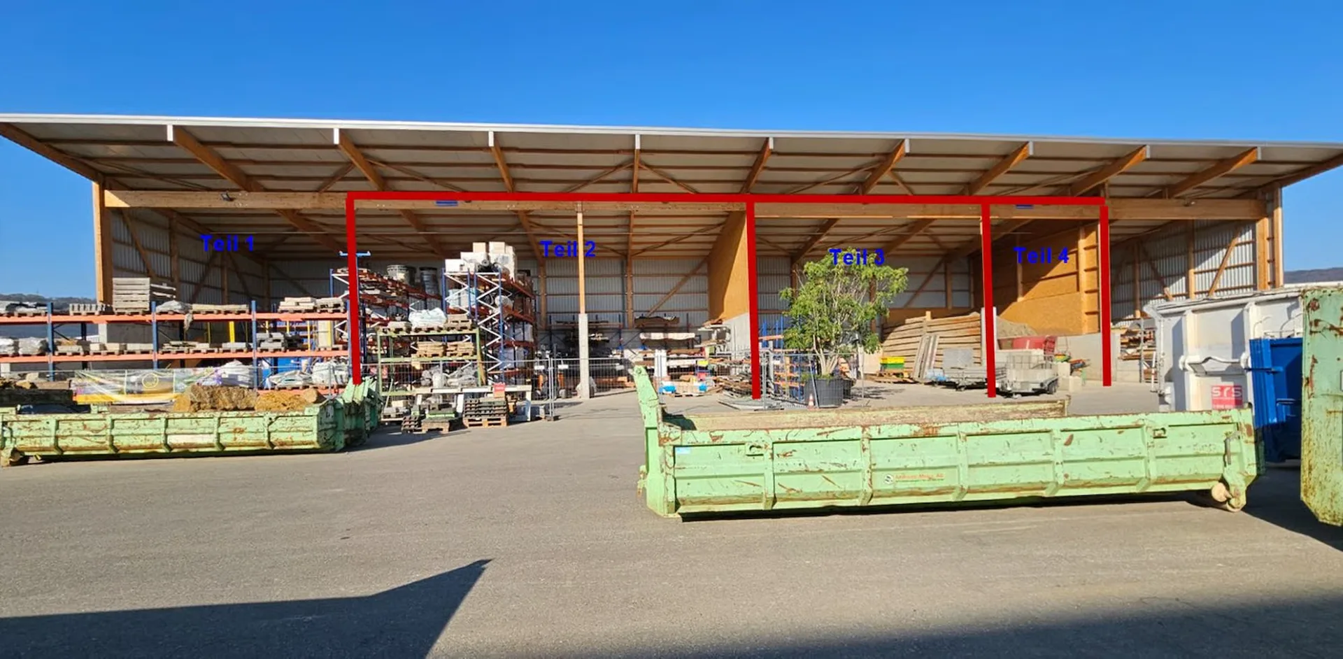 Überdachtes, offenes Lager