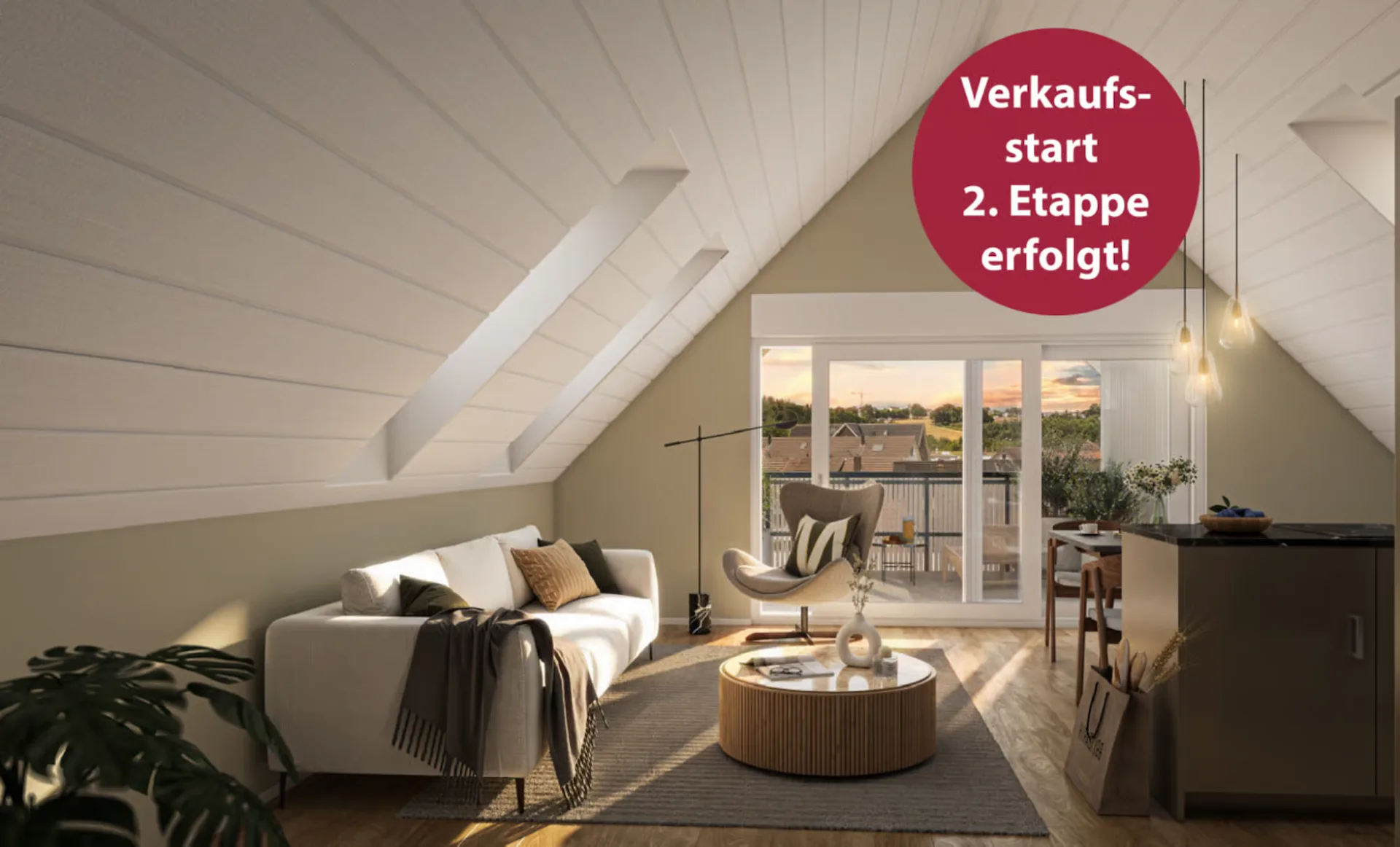 Hoch hinaus: moderne Dachwohnung mit besonderer Raumhöhe
