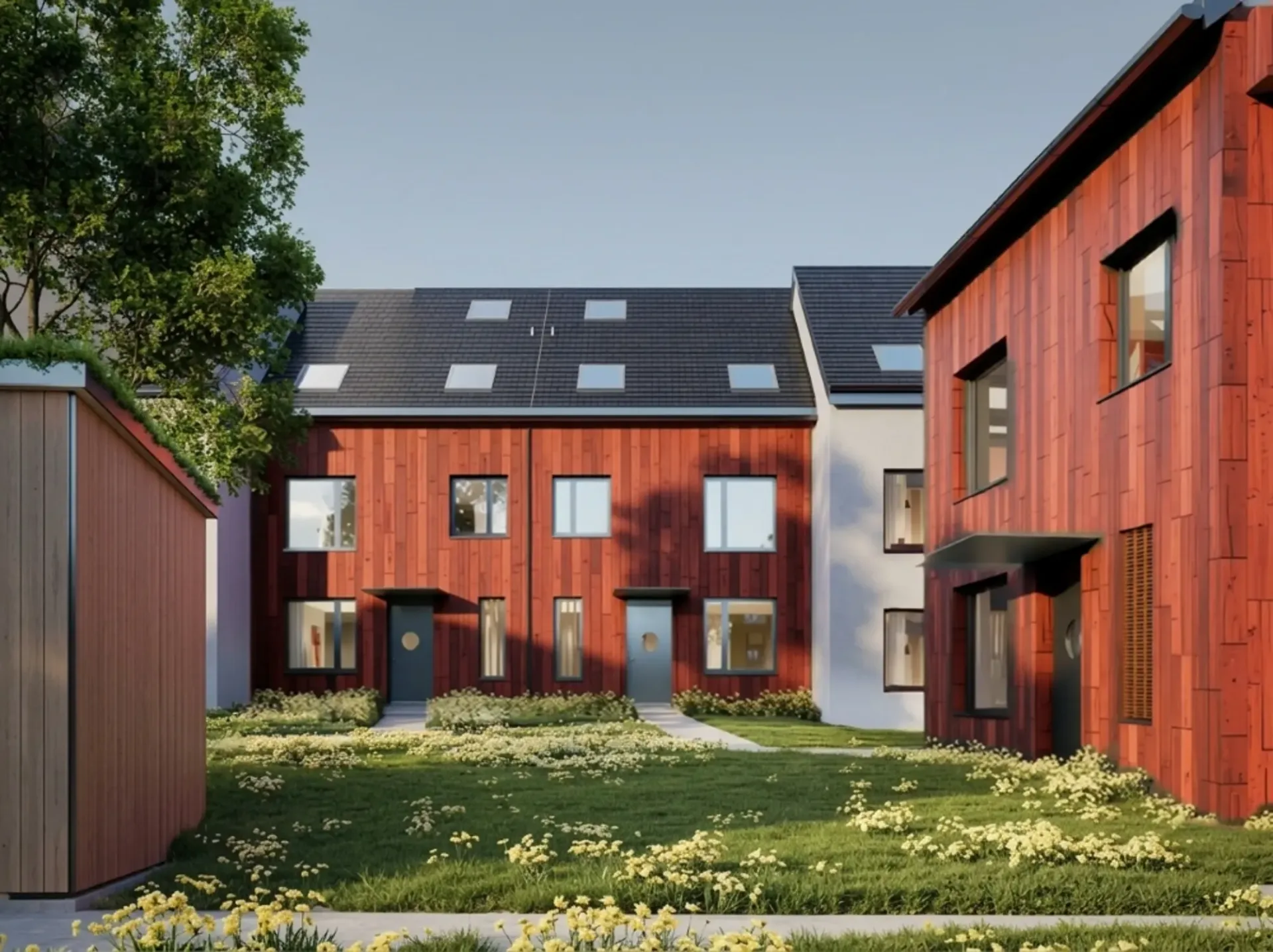 A home that remains in the landscape. Row house in Mandach – Your dream house from 2027