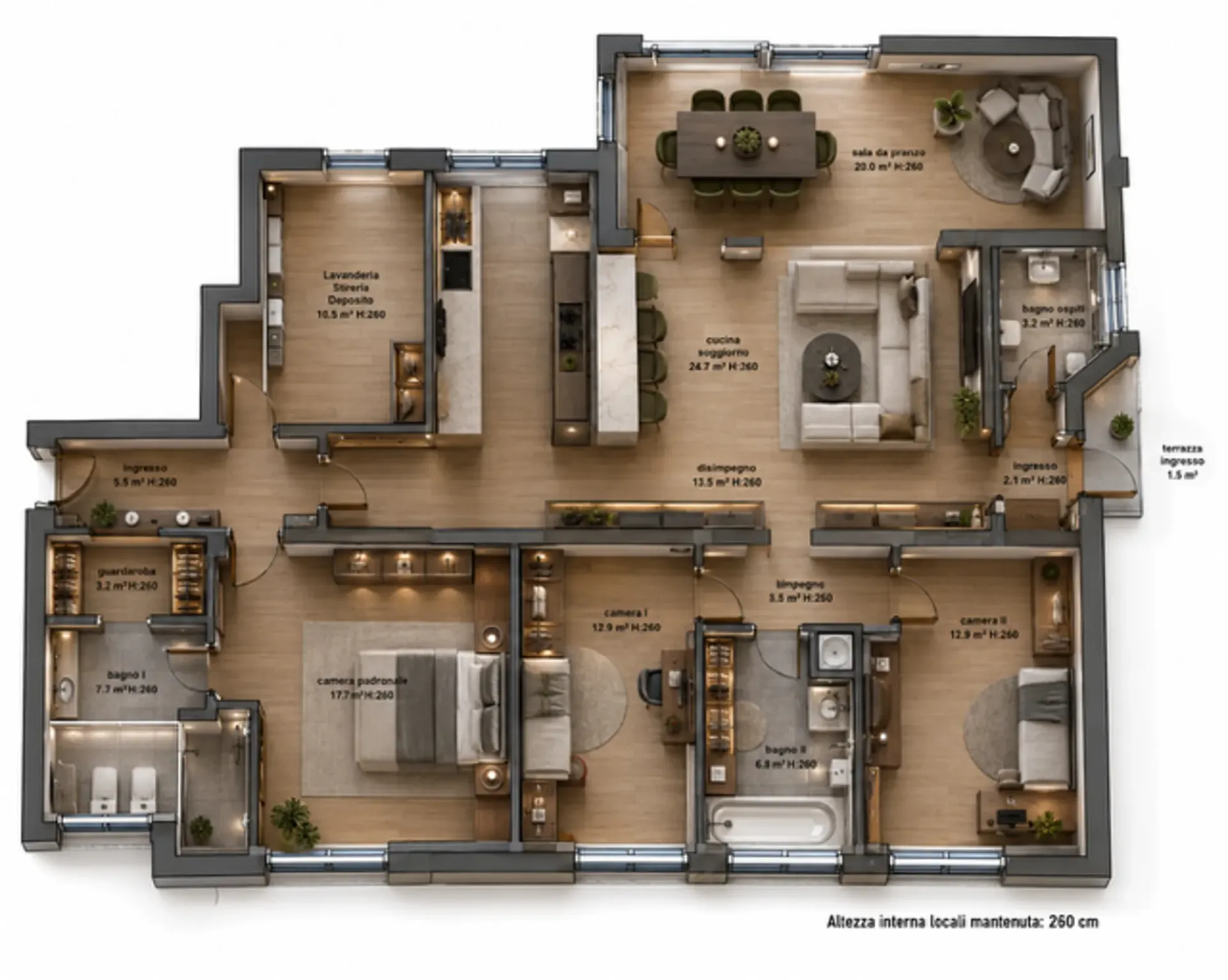 Elegantes Appartement mit Garten und 4,5 Zimmern in Lugano-Viganello