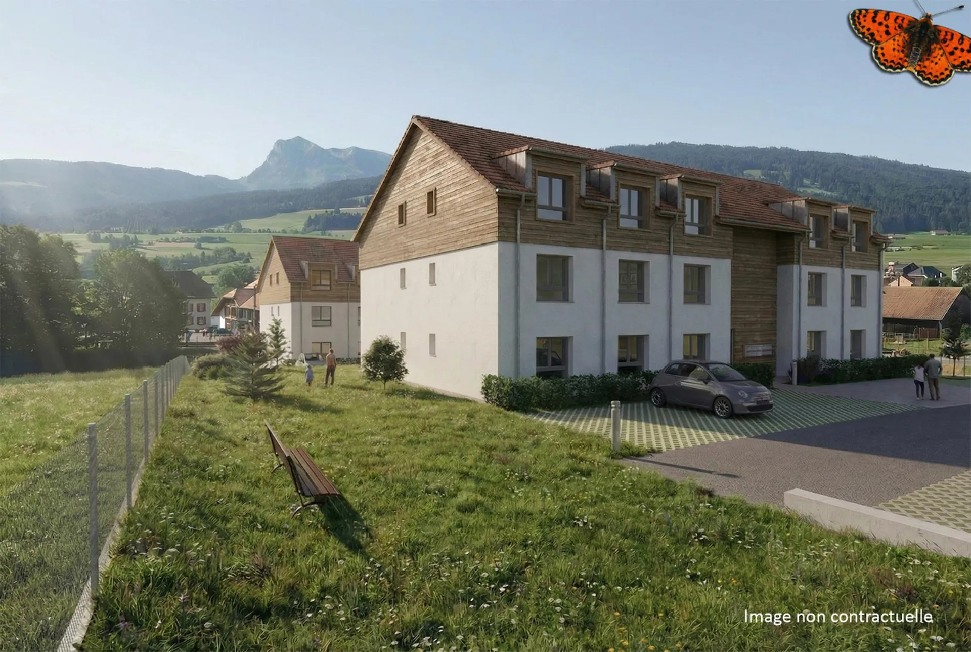 Superbe 3½ avec grande terrasse et jardin privatif vue sur les Préalpes