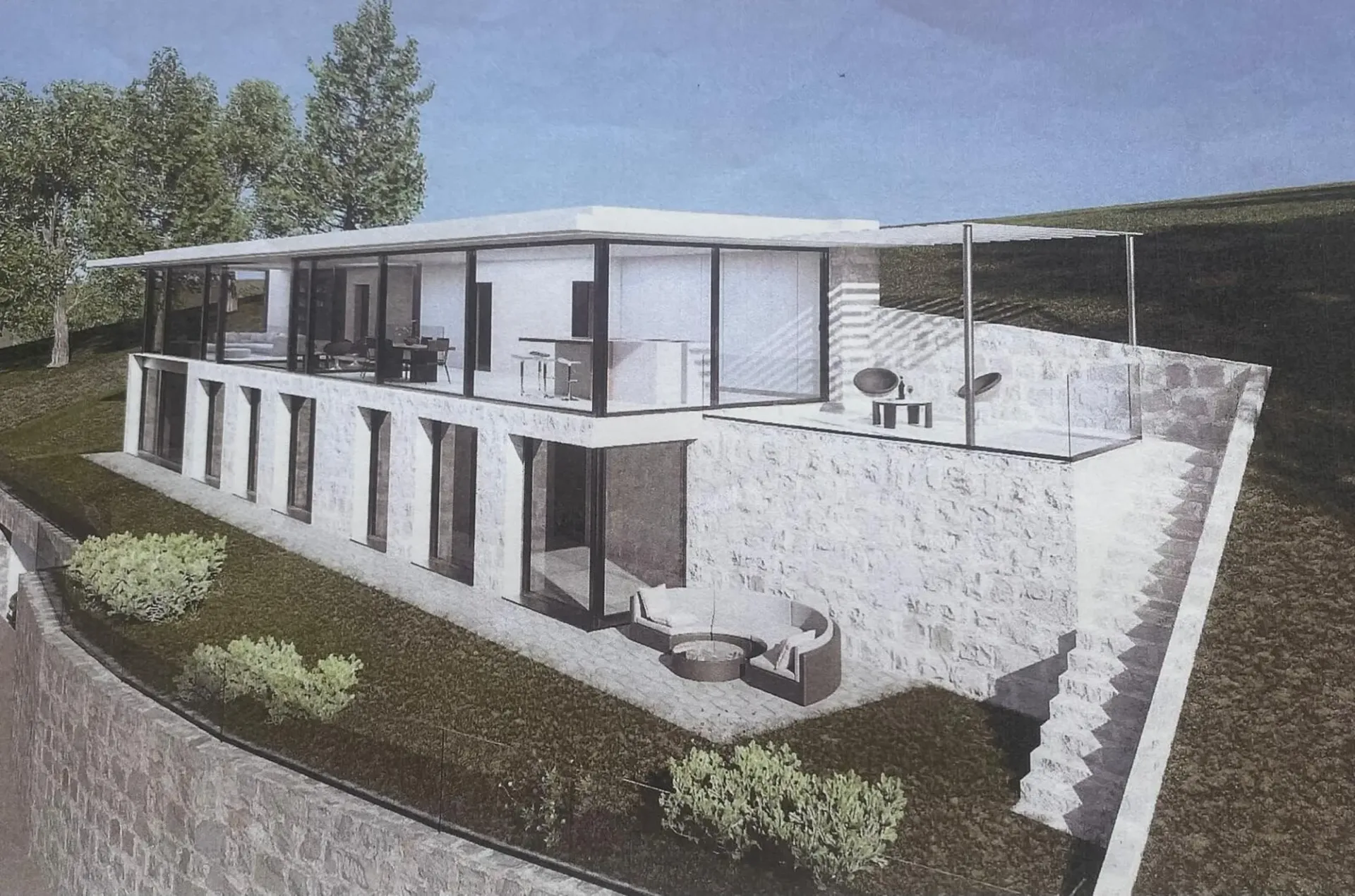 Baumgrundstück mit Seeblick und Projekt für eine Villa in Neggio