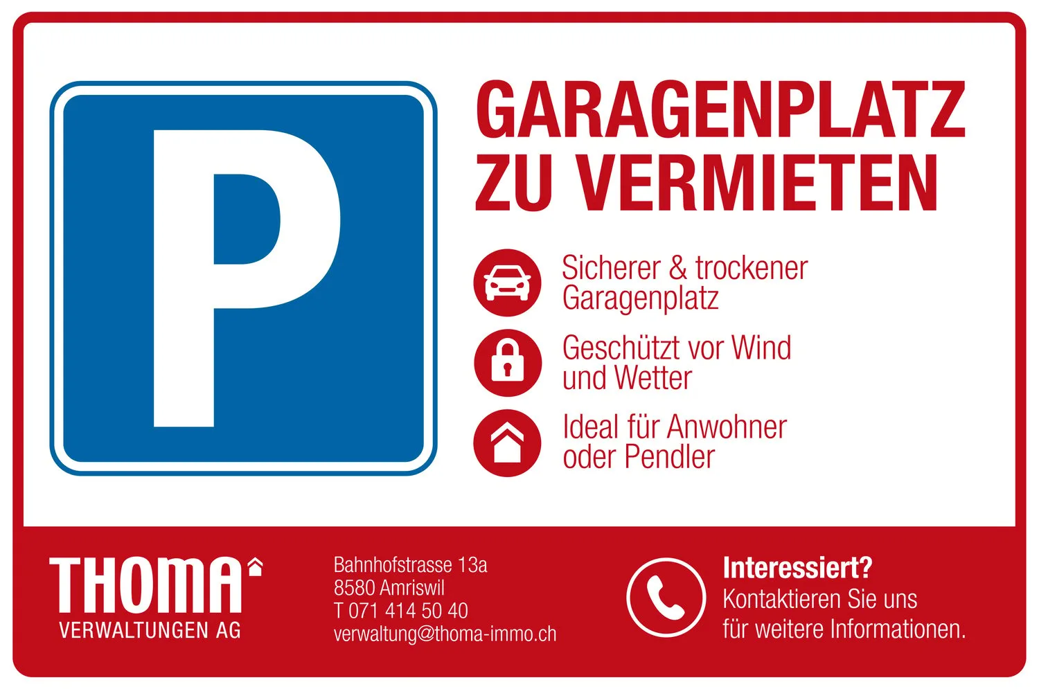 Garage and outdoor parking space in Arbon