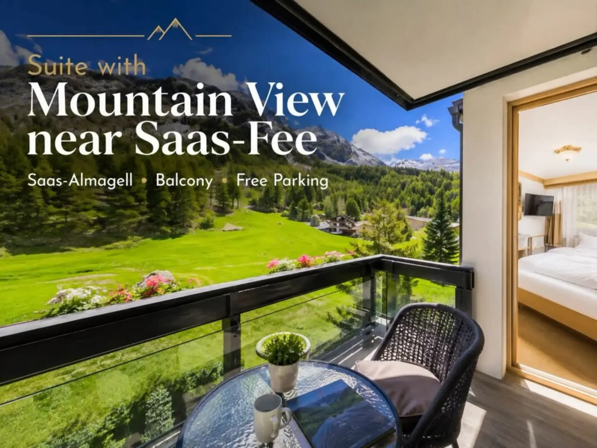 Furnished hotel room with a balcony?available by the week in Saas-Almagell