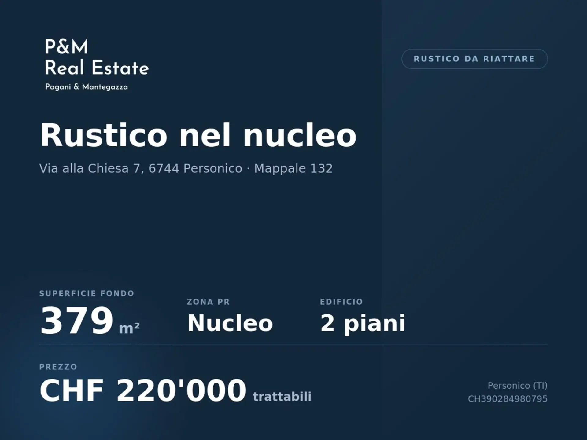 Personico — rustico da riattare nel nucleo, 379 m² di fondo