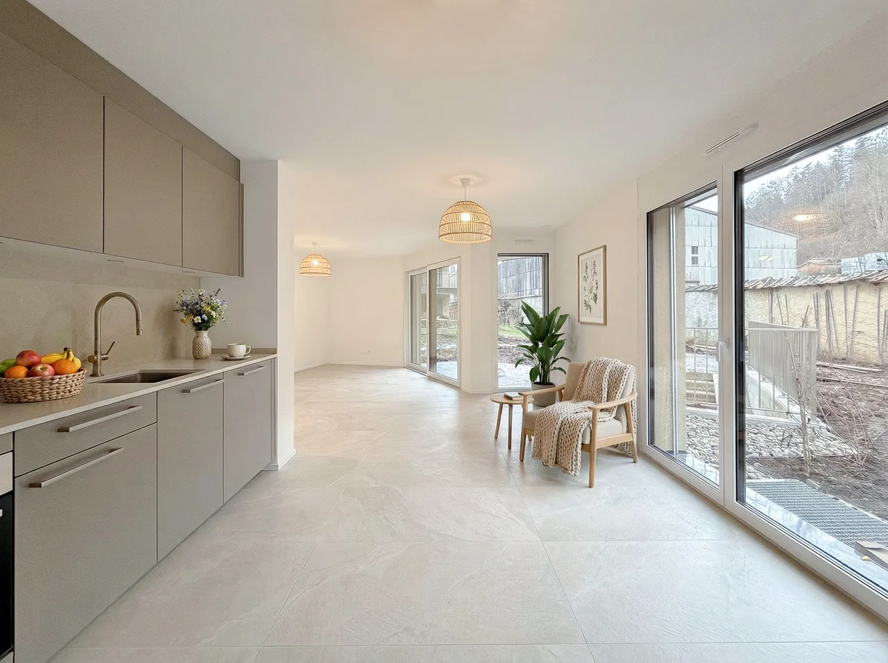 Wohnung mit 2.5 Zimmern, Terrasse und Garten Neubau