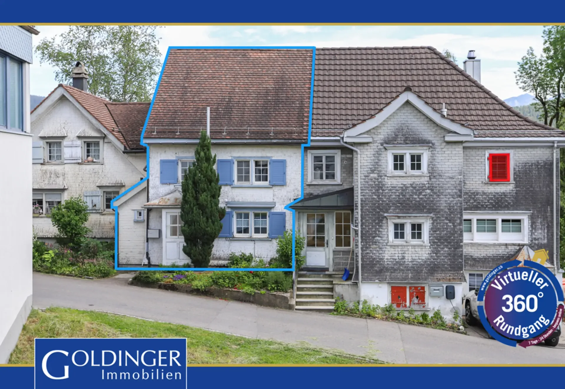 Quietly located row house with garden idyll and mountain view