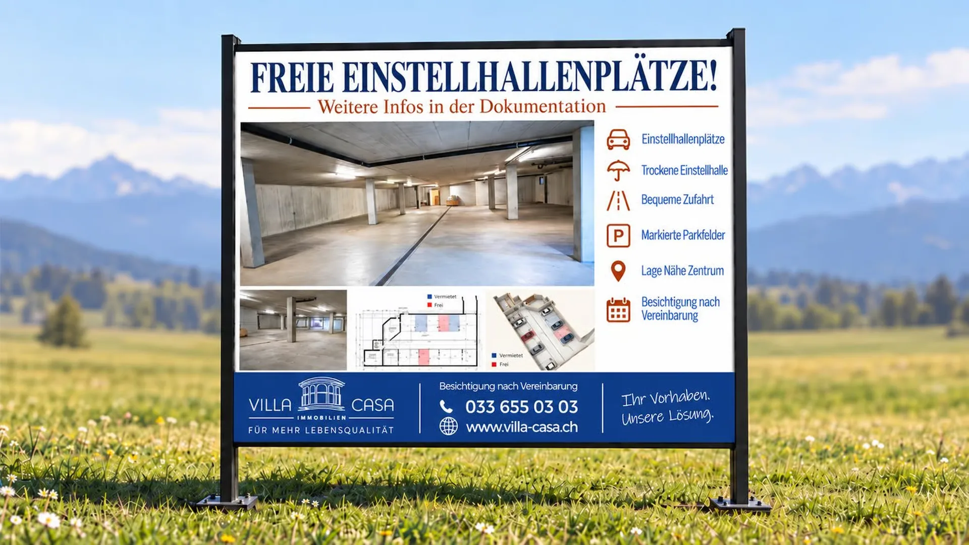 Einstellhallenplatz in Spiez – vorbereitet für E-Autos