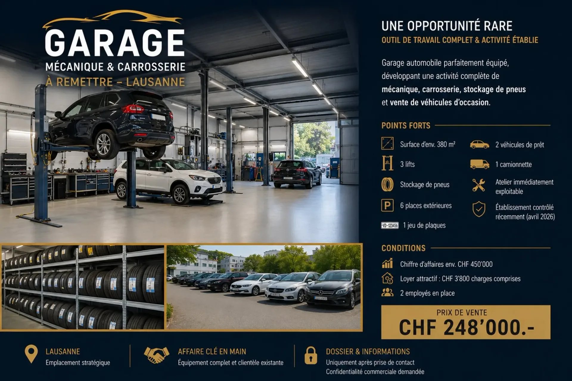 Automobil-Garage schlüsselgerecht in Lausanne Zentrum – Seltene Gelegenheit