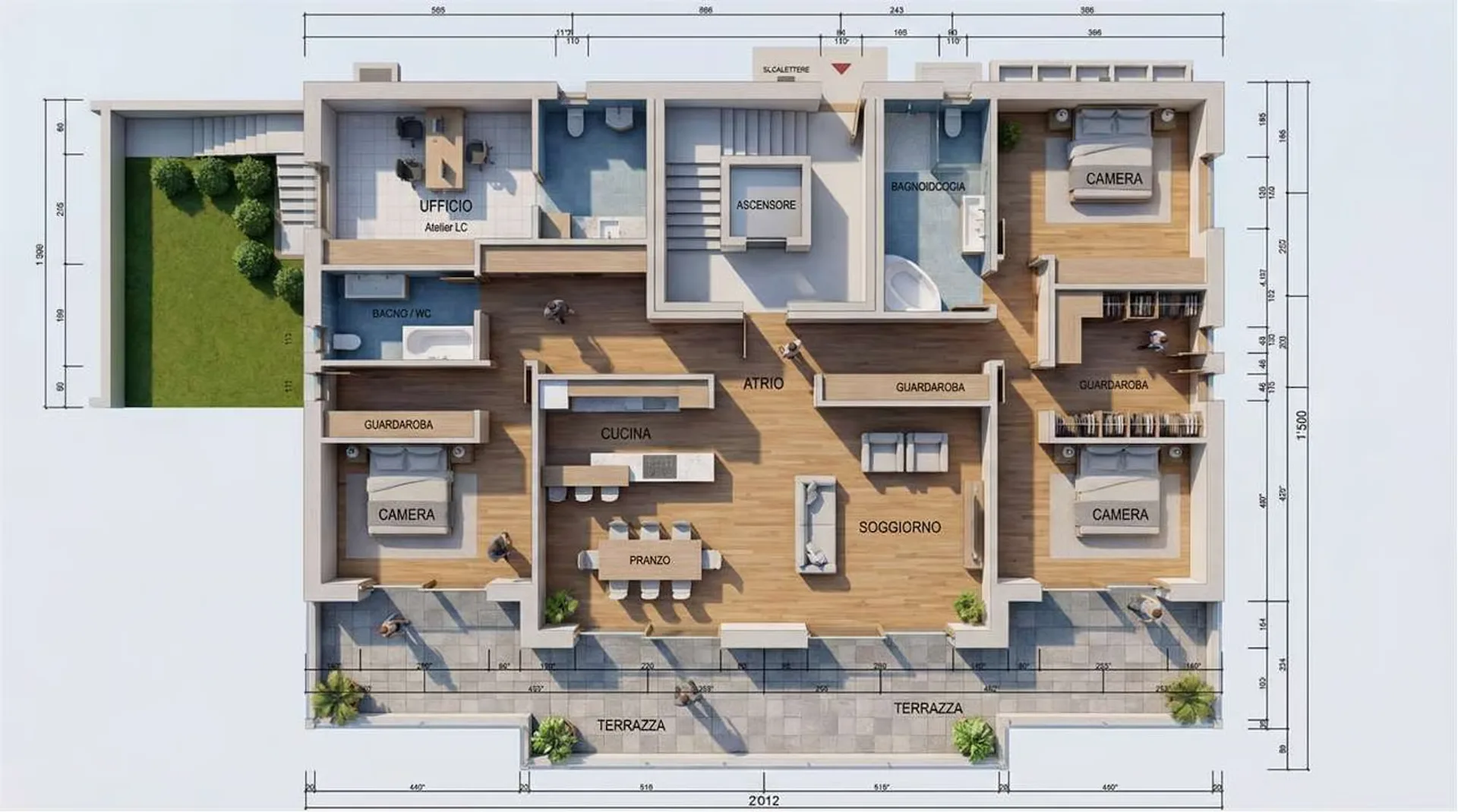 Wohnung im Erdgeschoss mit 7 Zimmern und privatem Garten zum Verkauf