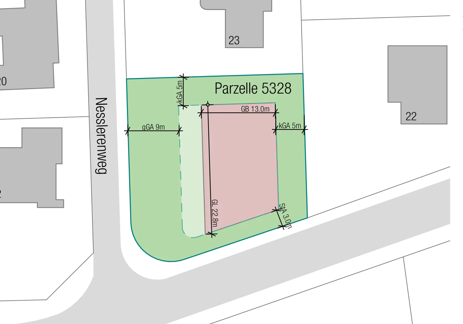 Terreno edificabile con casa esistente di tre parti