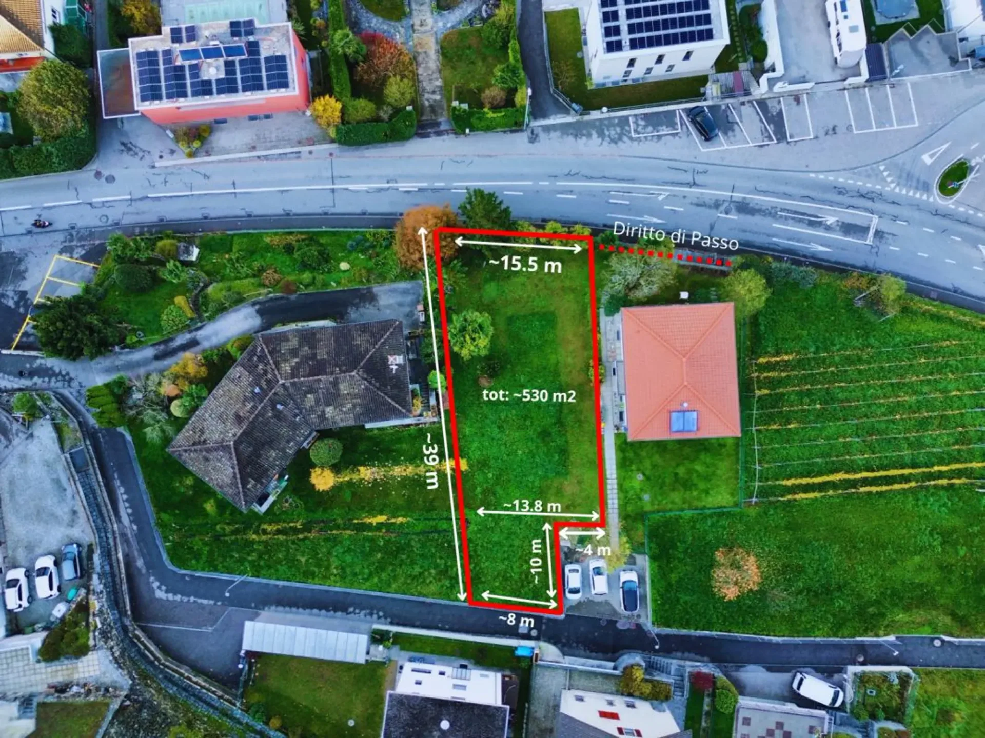 530 m2 Baugrundstück, mit direkter Zufahrt