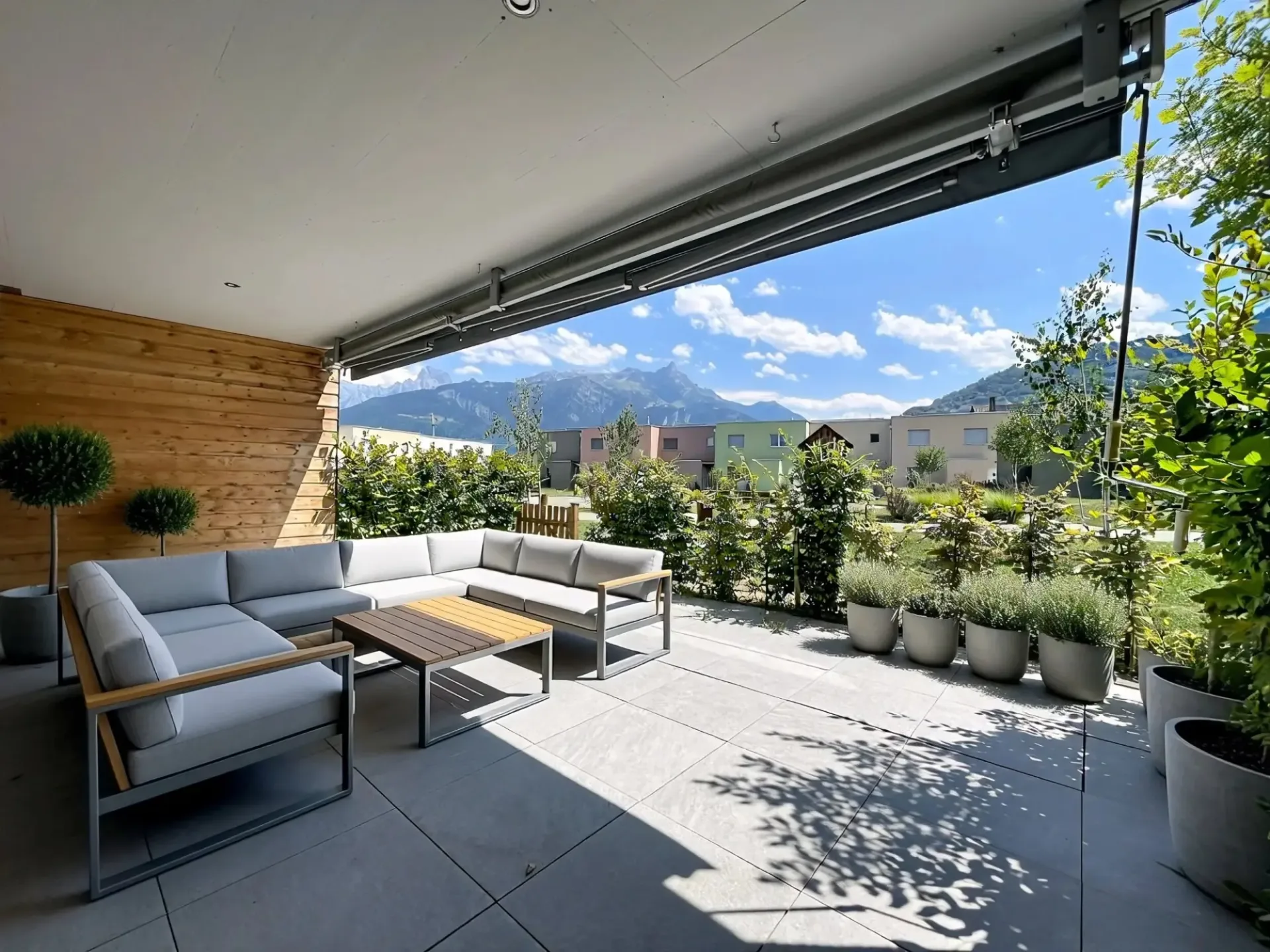 Contemporary villa with garden and terraces