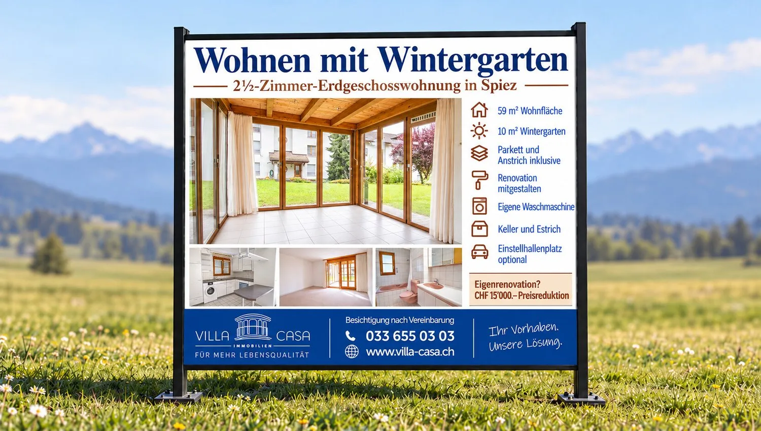 Spiez  Wohnung mit Wintergarten nach Ihren Wünschen aufgefrischt