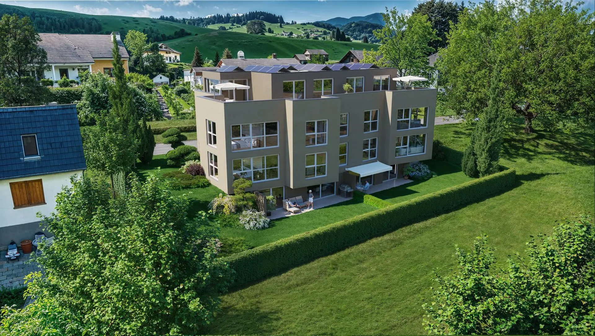 Bergsicht und Parkluft geniessen. Ländlich und urban wohnen!