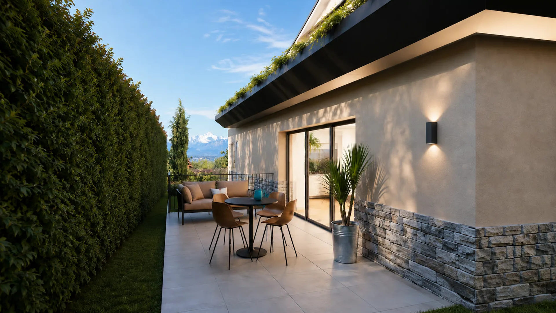 Rez-de-jardin mit Mont-Blanc-Blick