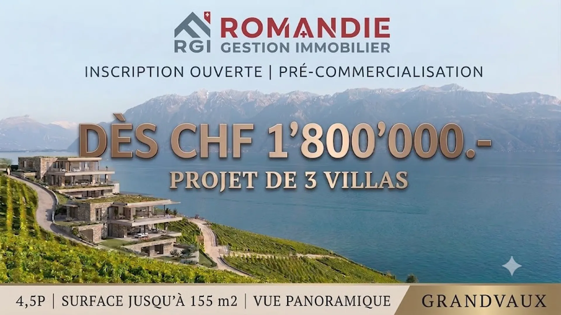 Nuova Promozione di 3 Ville con Vista Eccezionale - Da CHF 1'800'000.-