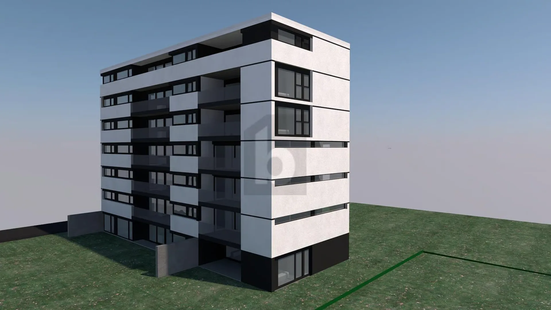 Espaceux et central avec jardin en construction