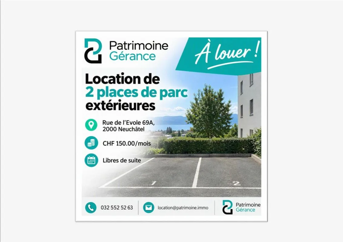 ZU VERMIETEN - 2 AUßENPARKPLÄTZE IN NEUENCHÂTEL