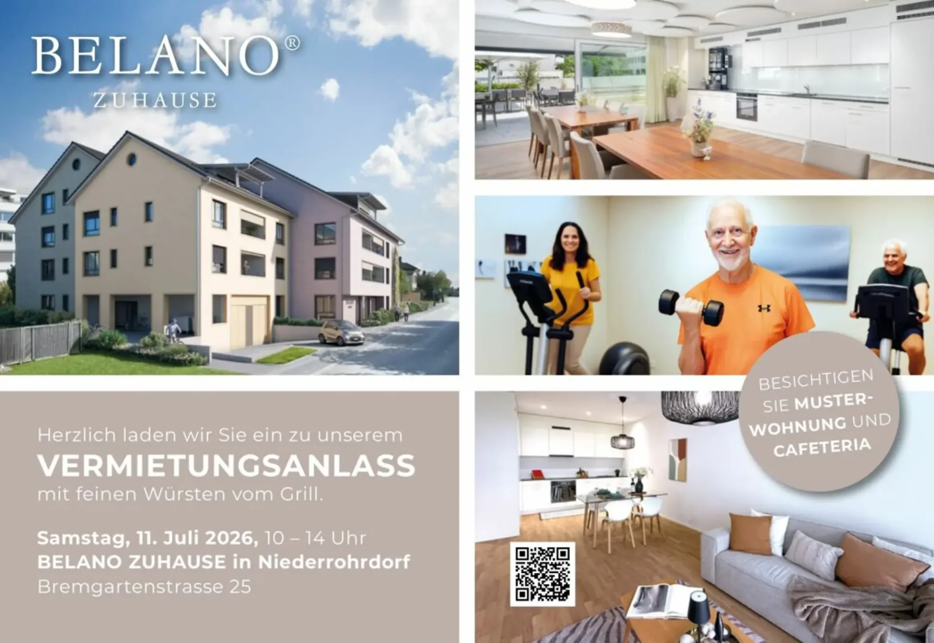 Wohnen mit Service - Belano Zuhause - Grosszügige 3.5 Zimmerwohnung mit Sitzplatz und zwei Badezimmern