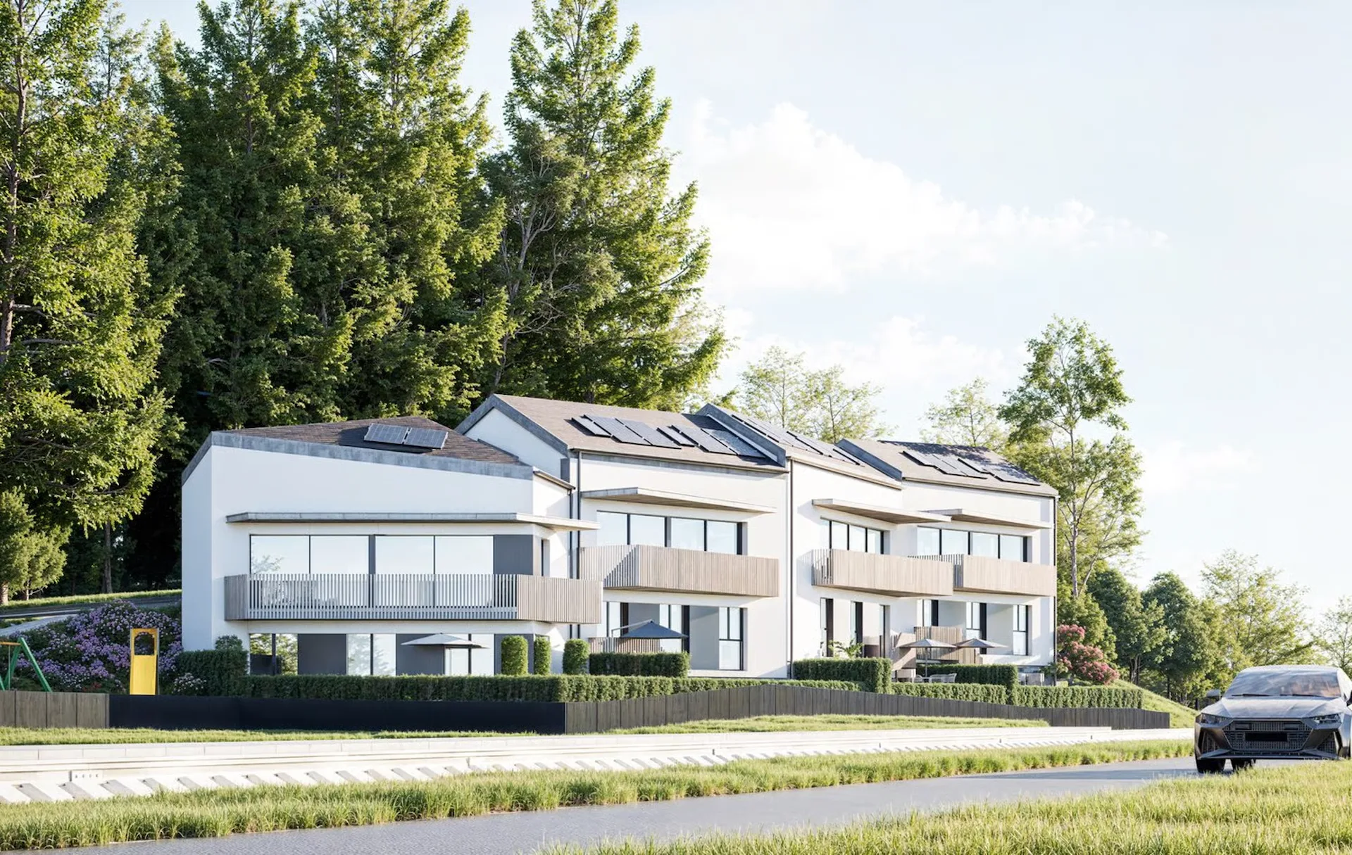 Ein paar Minuten von der Gemeinde Yverdon entfernt, neue Konstruktion von vier Villen mit etwa 160 m2