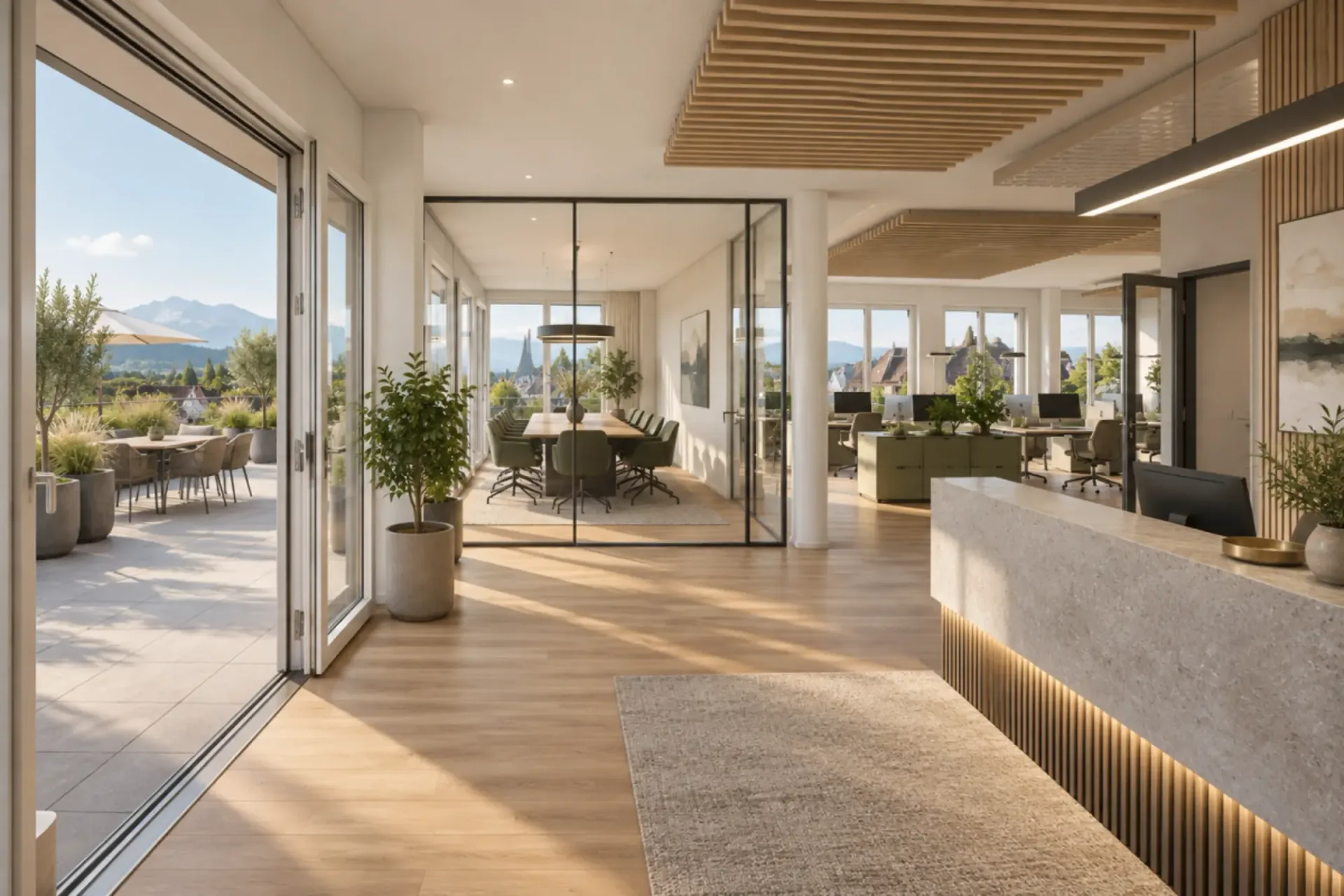 Exclusive office and practice space with attic terrace and Säntis view in the Ziegelei Quarter Berg TG