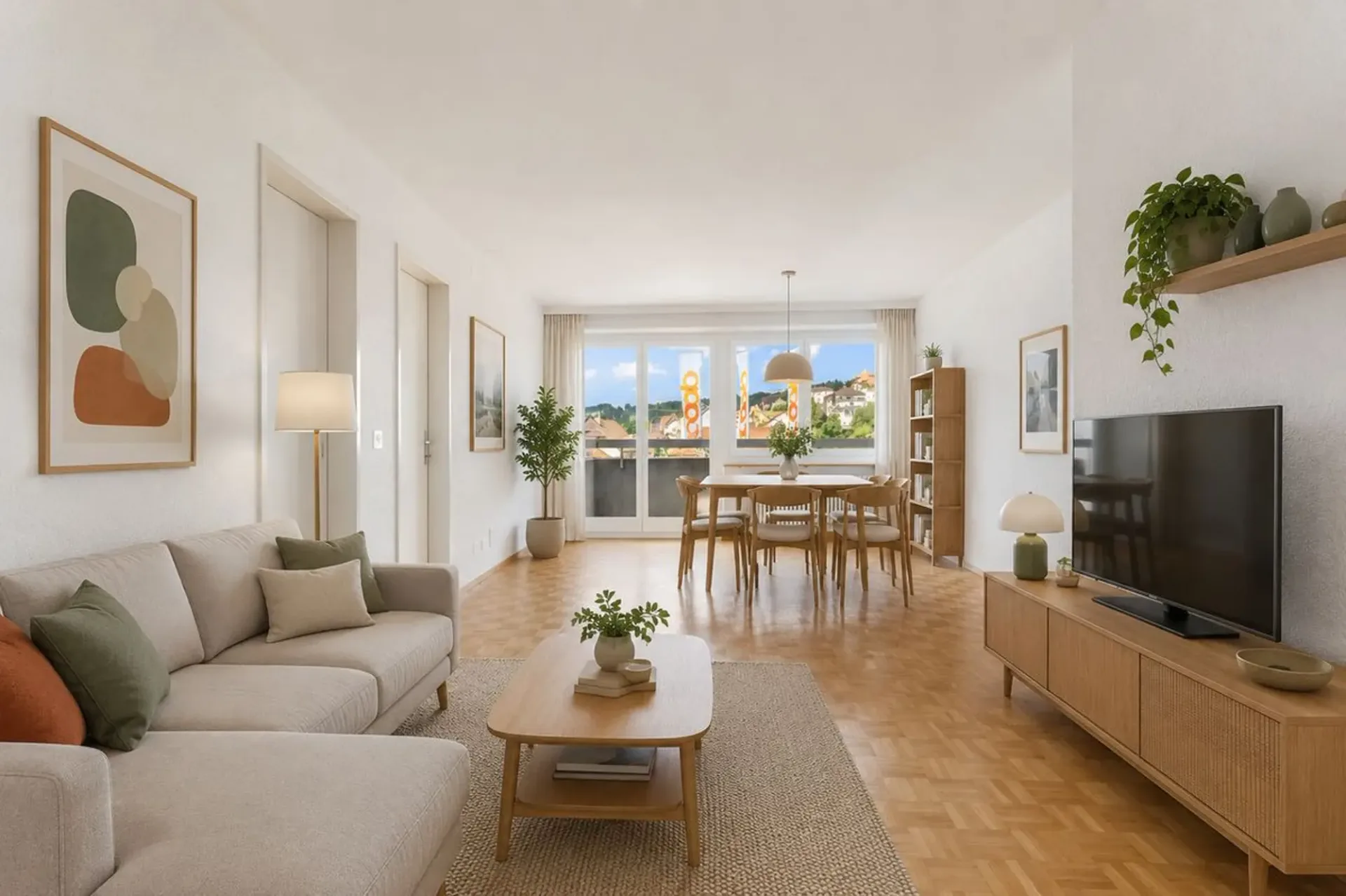 Helles 4.5-Zimmer-Wohnung im Herzen von Tramelan, mit zwei Balkonen und freier Sicht