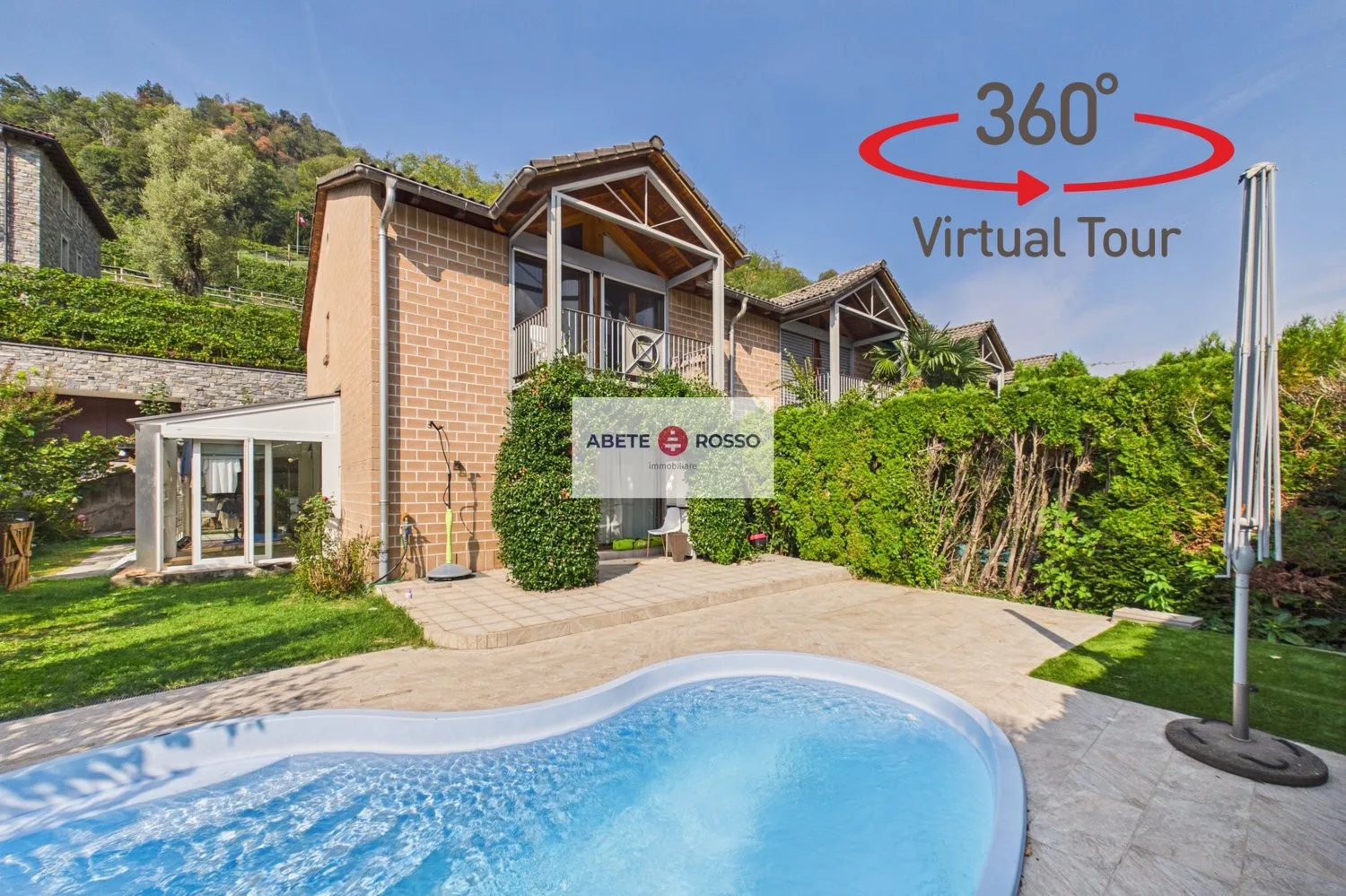 Einfamilienhaus in Reihenhausanlage mit Garten, Pool und Veranda, in Wohngebiet, nahe Grancia