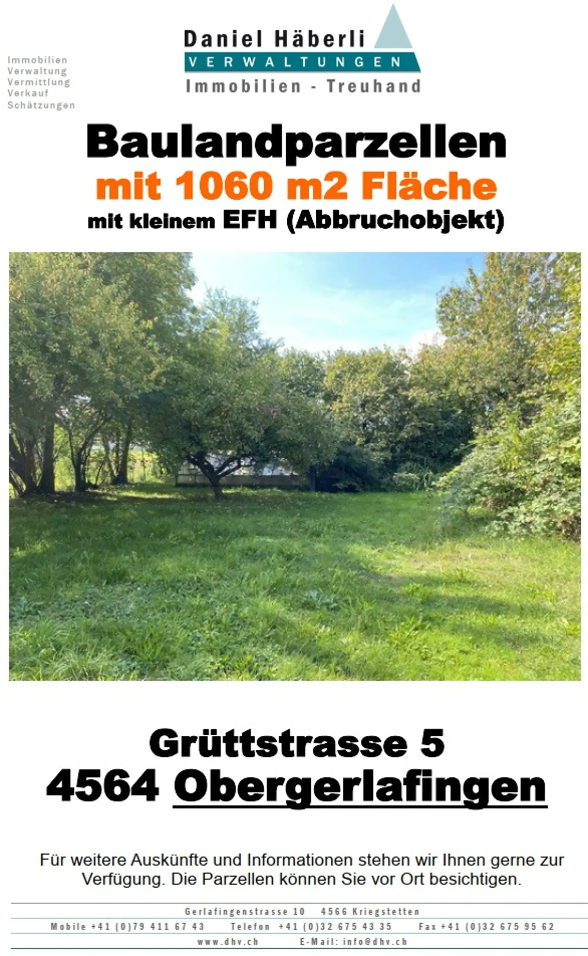 Bauland in ruhiger Lage – Grüttstrasse 5, Obergerlafingen
