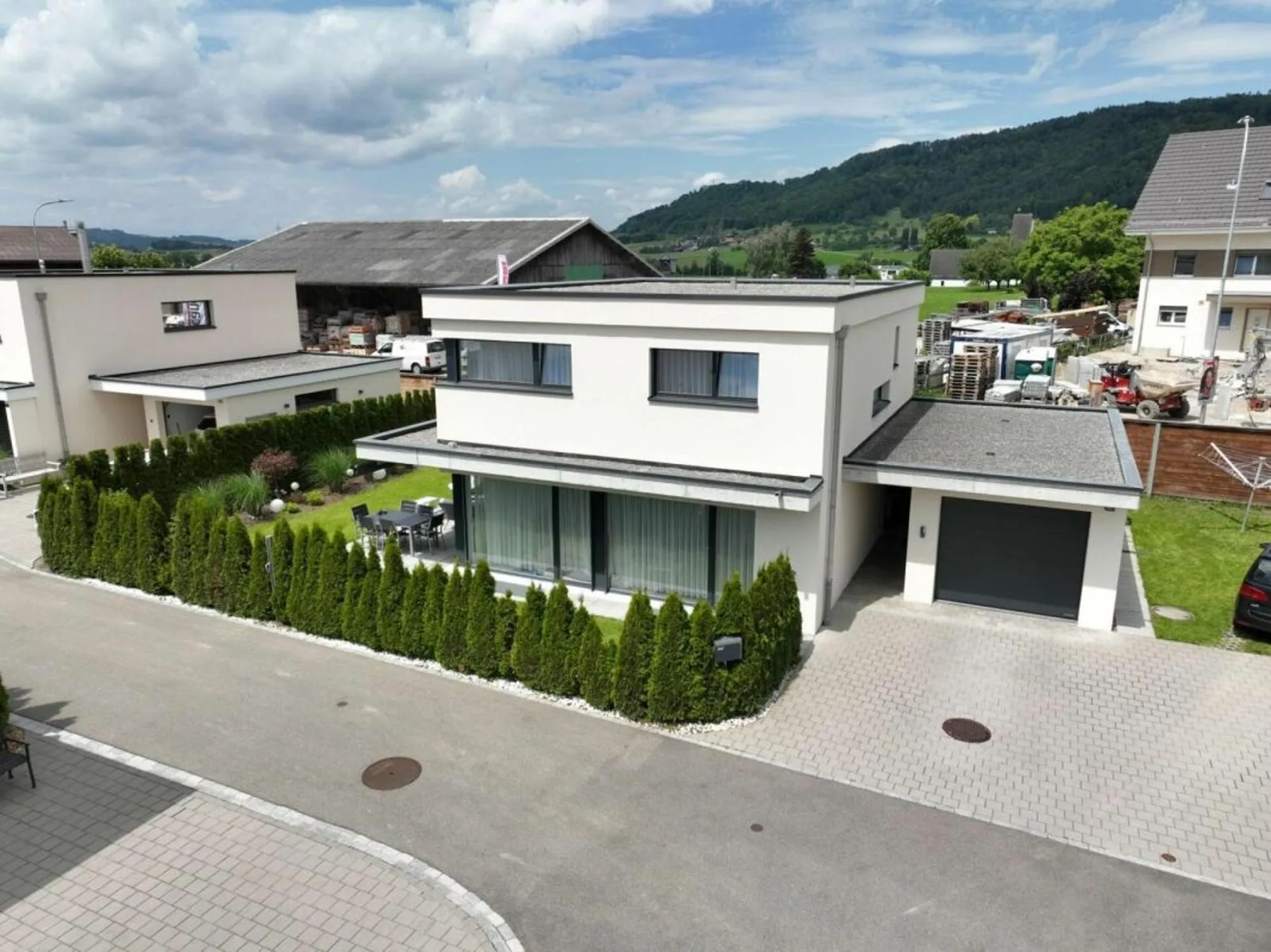 Top modern single-family house with garage