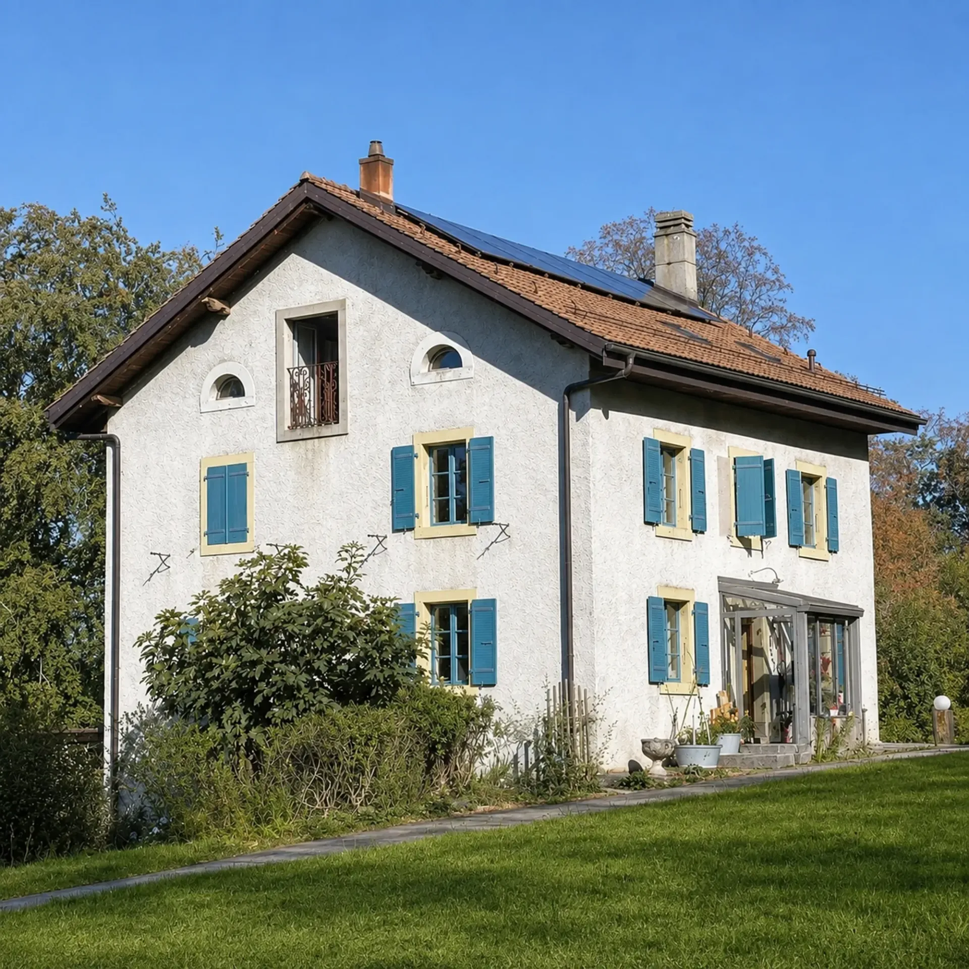 Ein Haus mit Charakter in einer grünen Umgebung