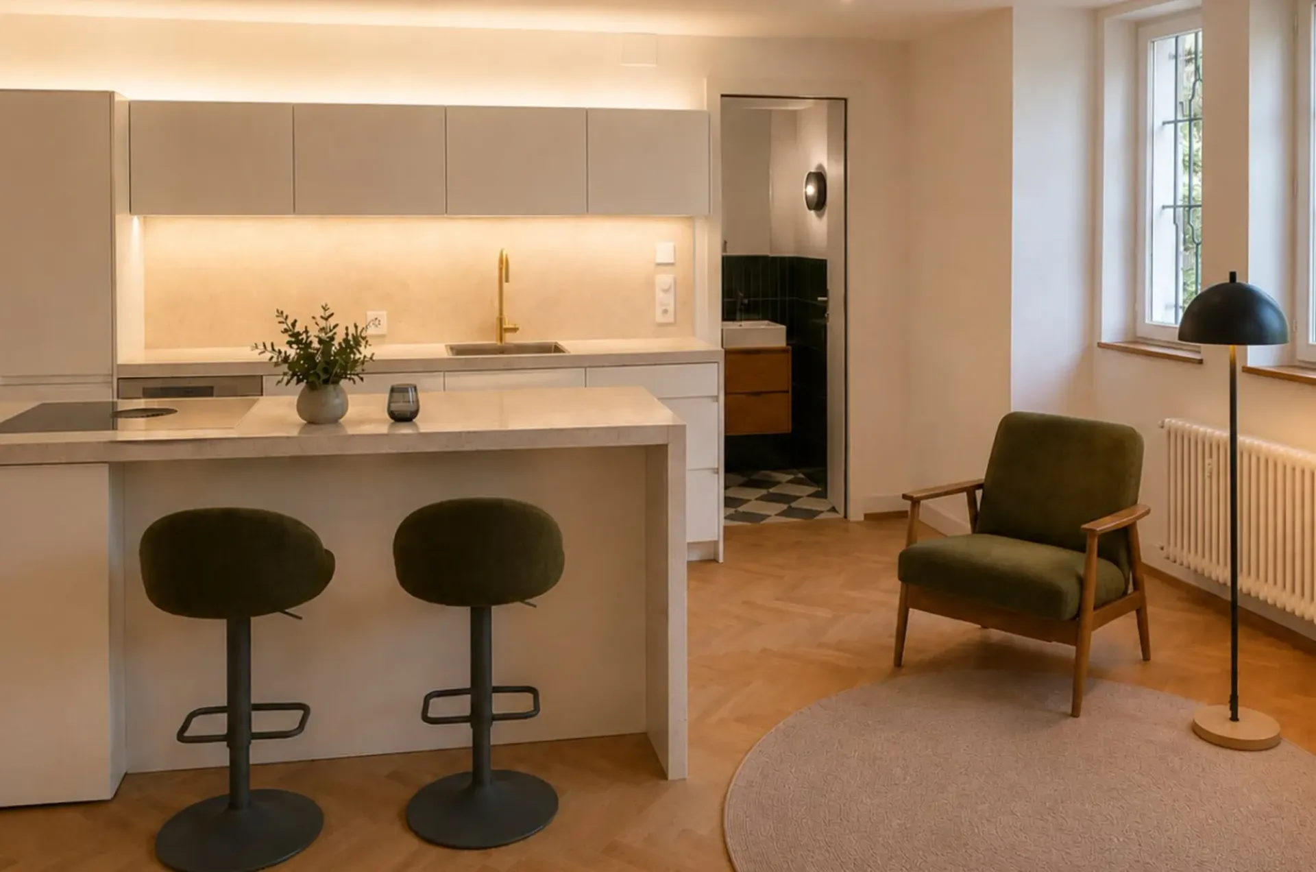 Stilvoll möblierte 2.5-Zimmer-Wohnung mit privatem Garten