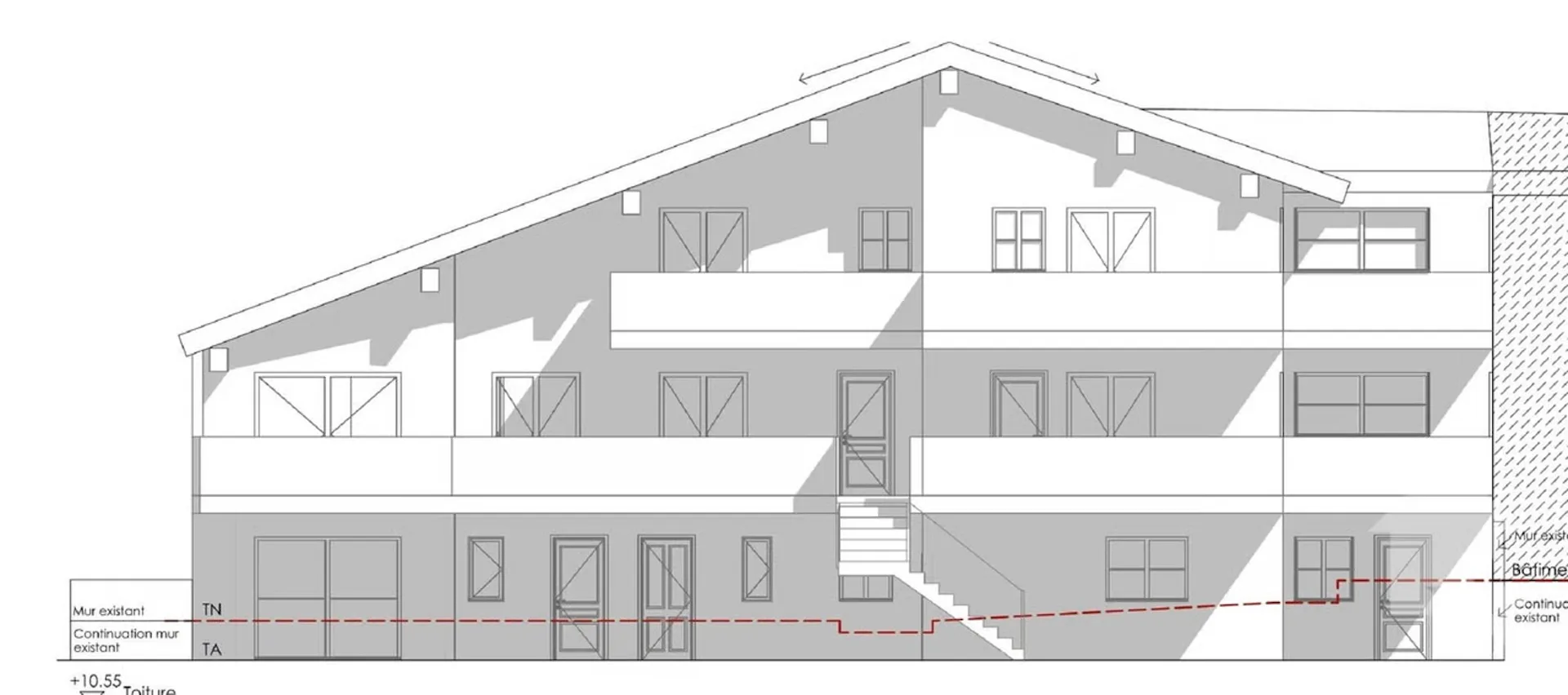 Immeuble de 5 appartements à rénové avec permis de construire en force