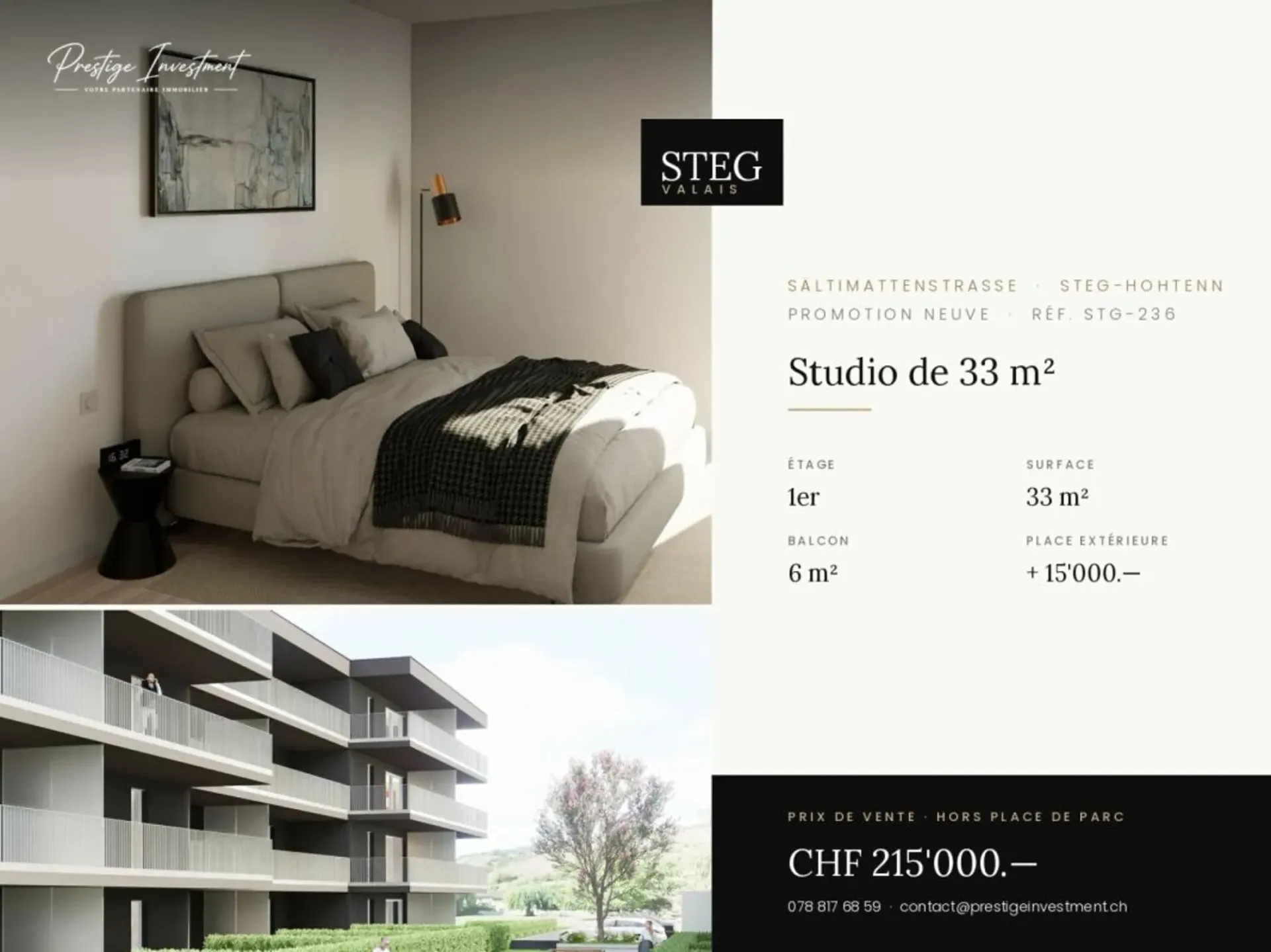STEG Pieces 1.5 (studio) · 33 m² with balcony from CHF 215'000.?