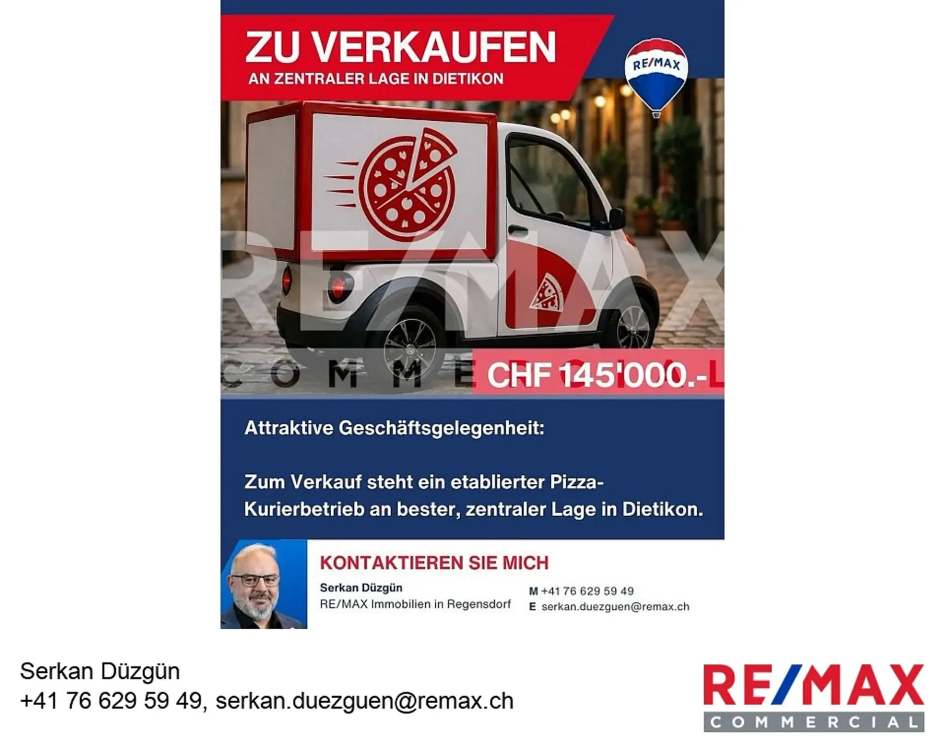 Livreur de pizzas à vendre Emplacement central à Dietikon