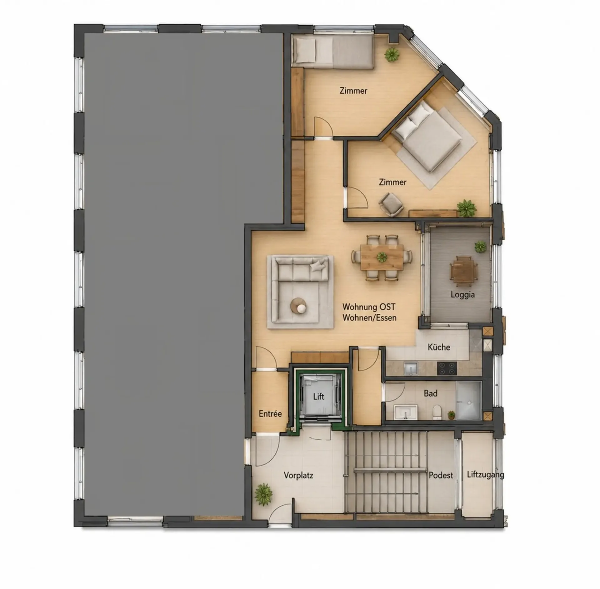 3.5-Zimmer-Attikawohnung mit Sommerkühlung zu vermieten