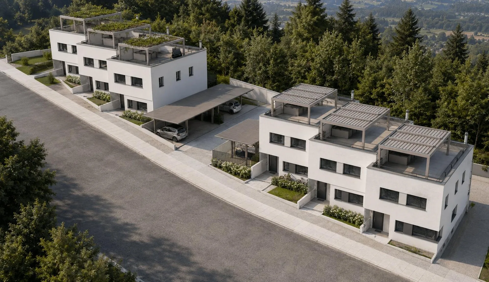 6 moderne Villen mit Panoramadach auf den Höhen von Saxon