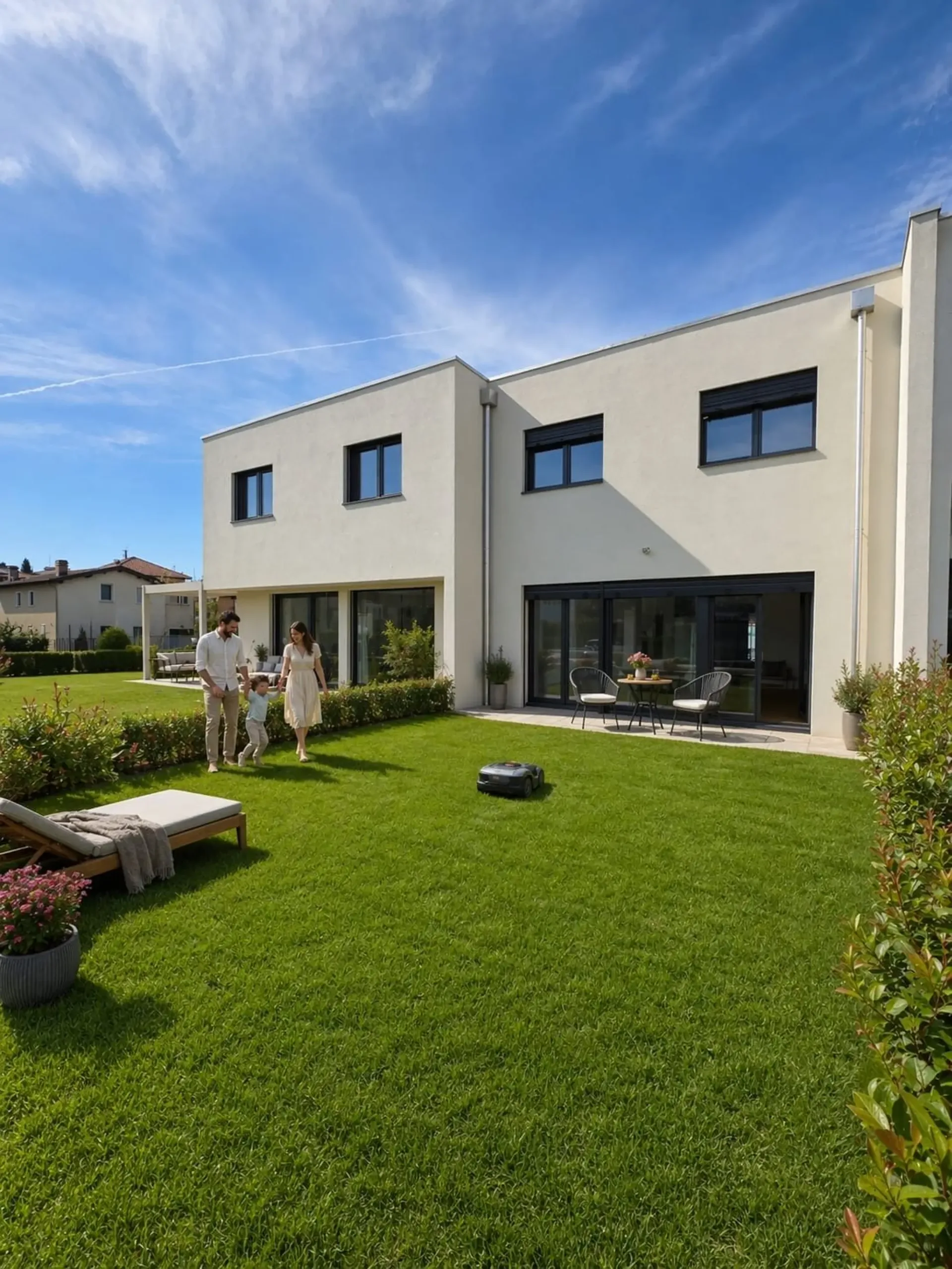Moderne Reihenvilla in Neubau in Genestrerio – 5 Räume mit Garten und schönem Blick