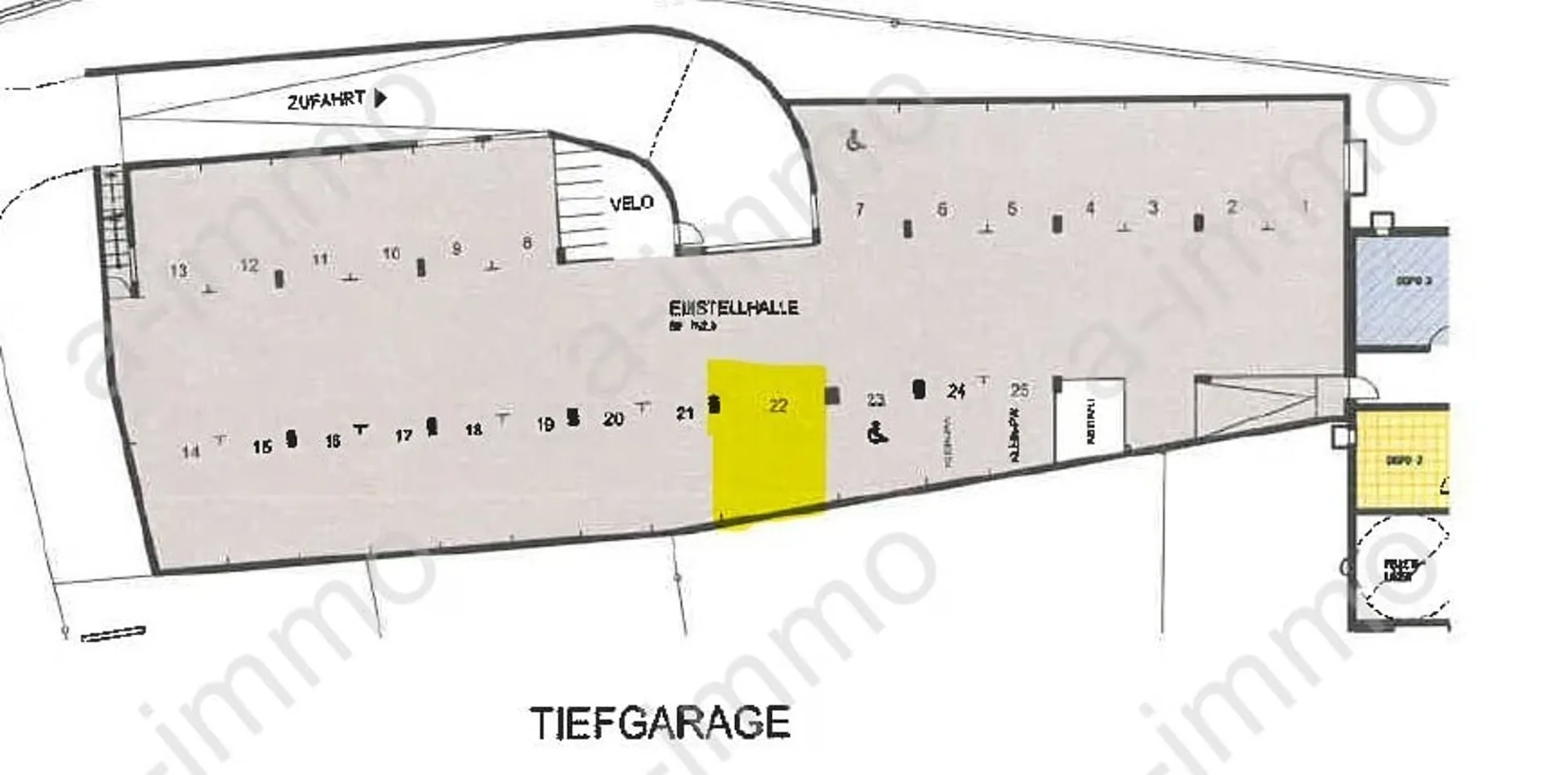 grosser Tiefgaragenparkplatz in Reinach zu vermieten